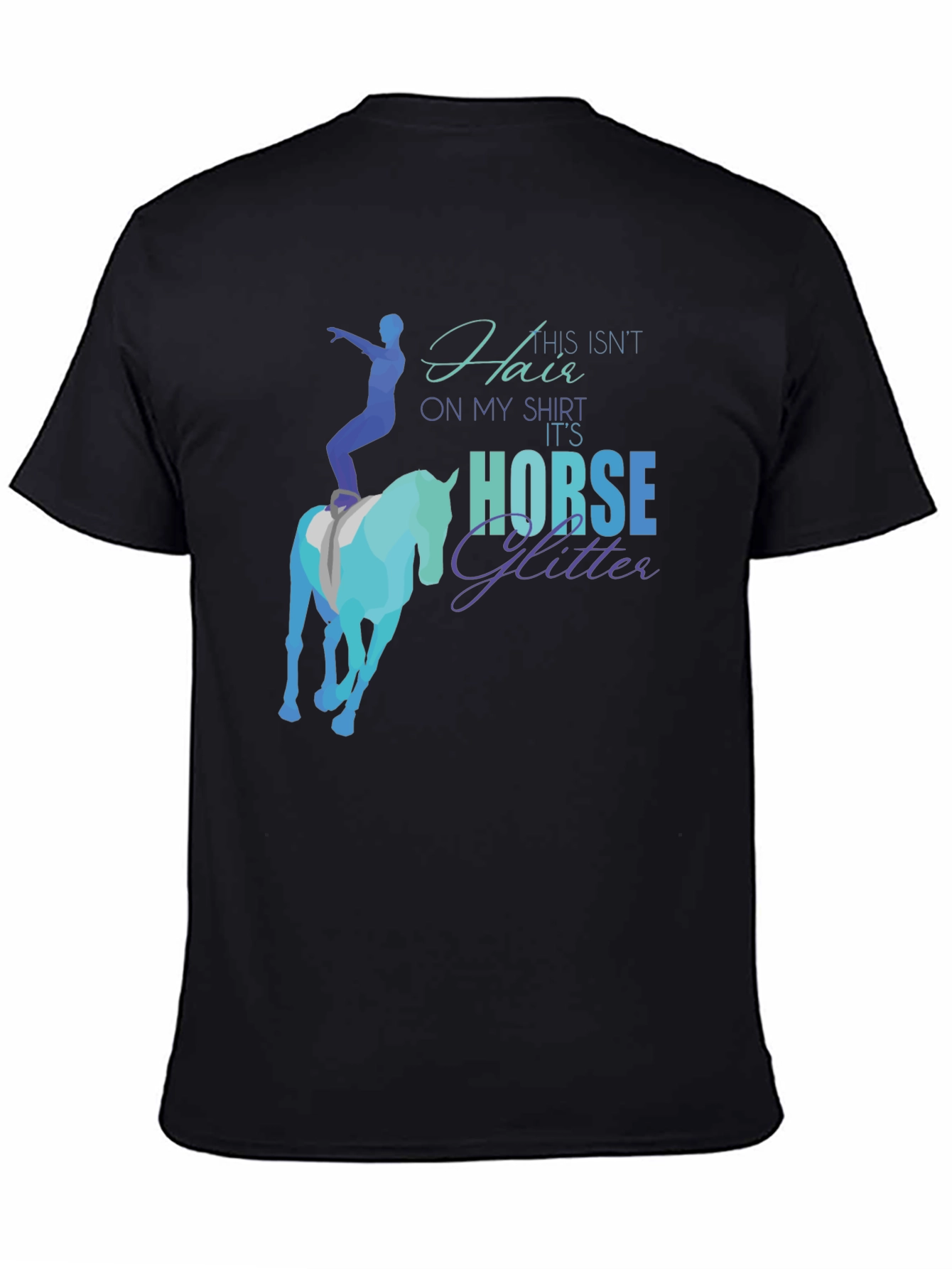 Black Horse Glitter Graphic T-Shirt - Equestrian Humor Tee view 4