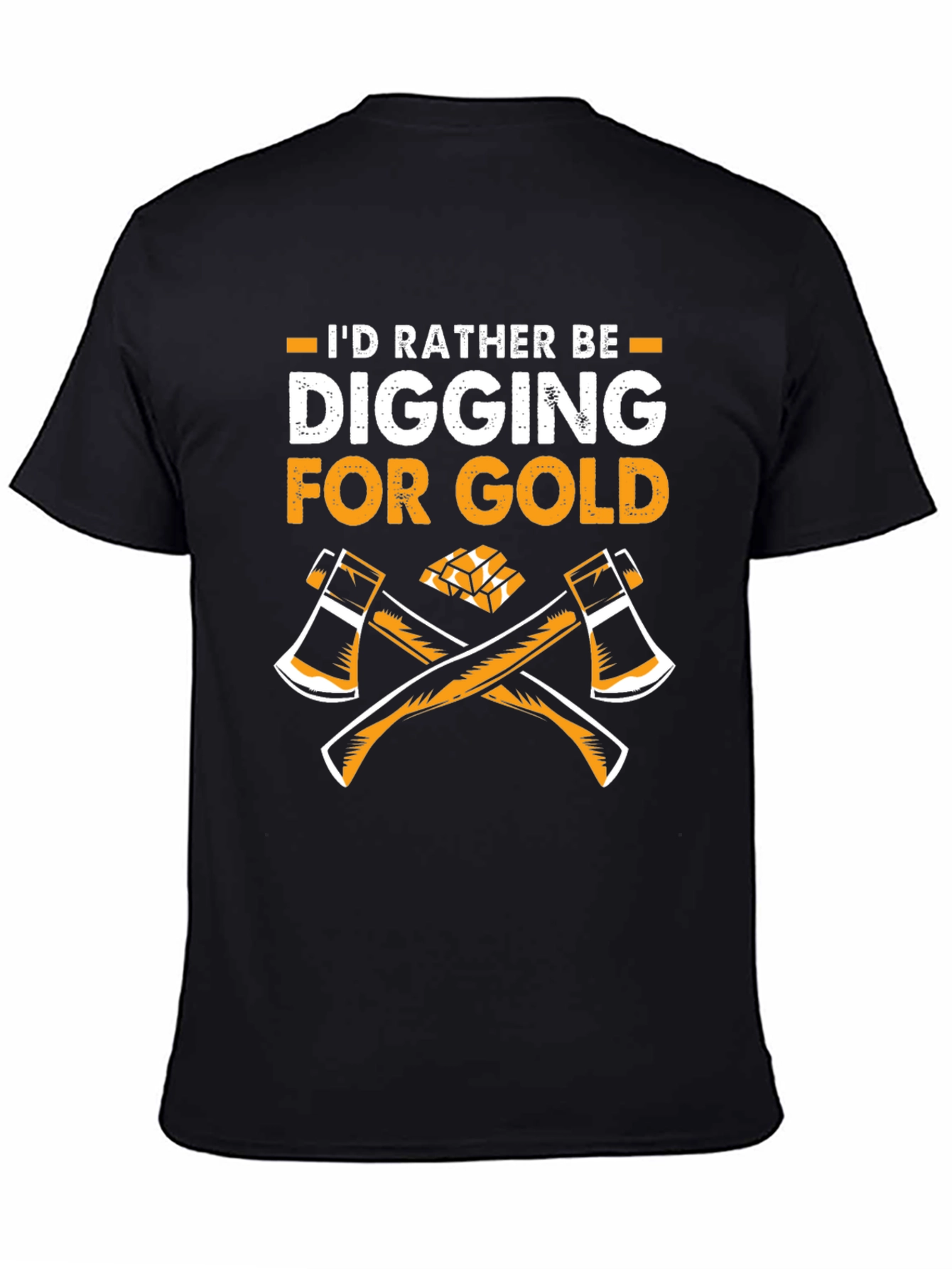 Black Digging for Gold T-Shirt: Axe & Gold Miner Tee view 4