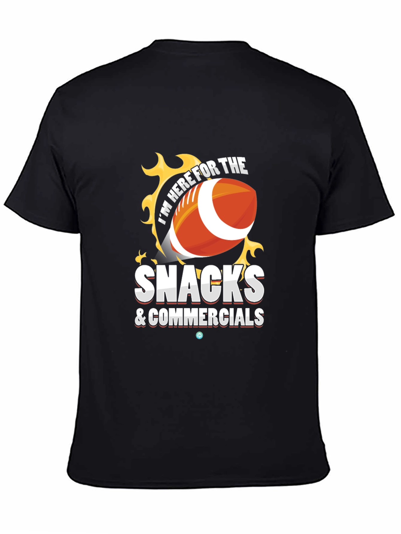 Black Snacks & Commercials Football T-Shirt view 4
