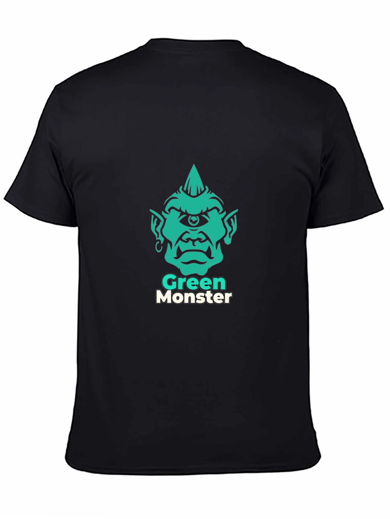 Black Green Monster Graphic Tee - Stylish Men's Black T-Shirt view 4