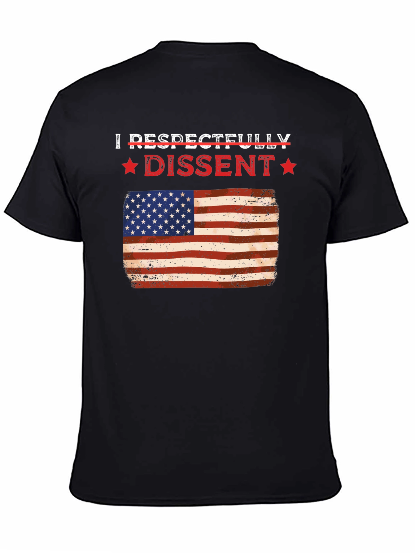 Black Respectfully Dissent USA Flag Graphic Tee view 4