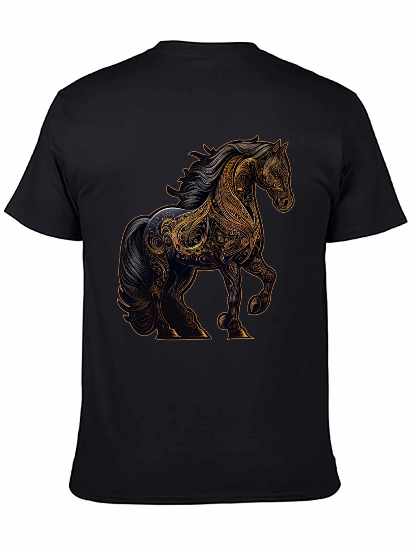 Black Majestic Horse Graphic Tee - Black view 4