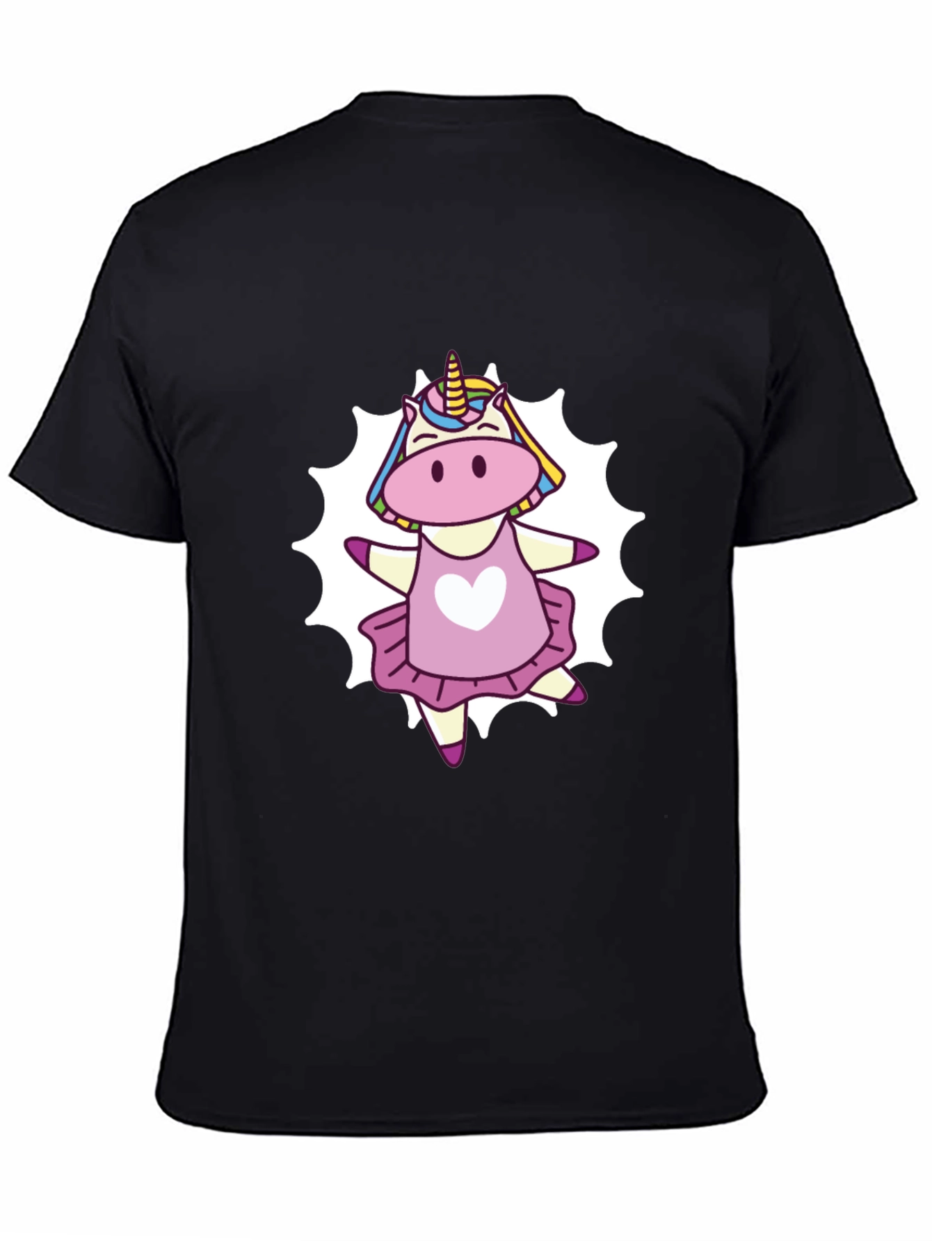Black Unicorn Dancer Graphic T-Shirt - Cute Cartoon Tee view 4