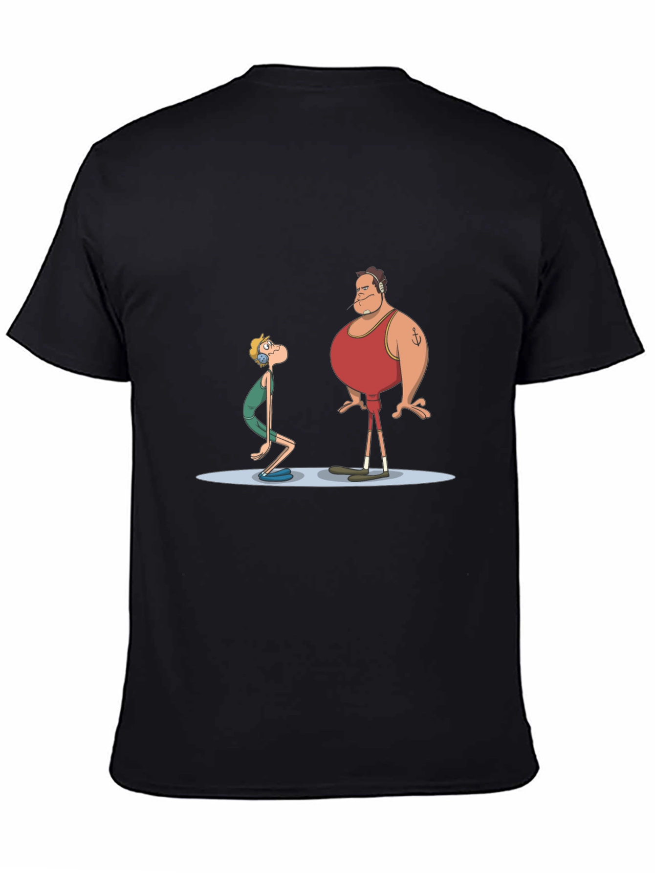 Black Cartoon Lifeguard Graphic Black T-Shirt view 4
