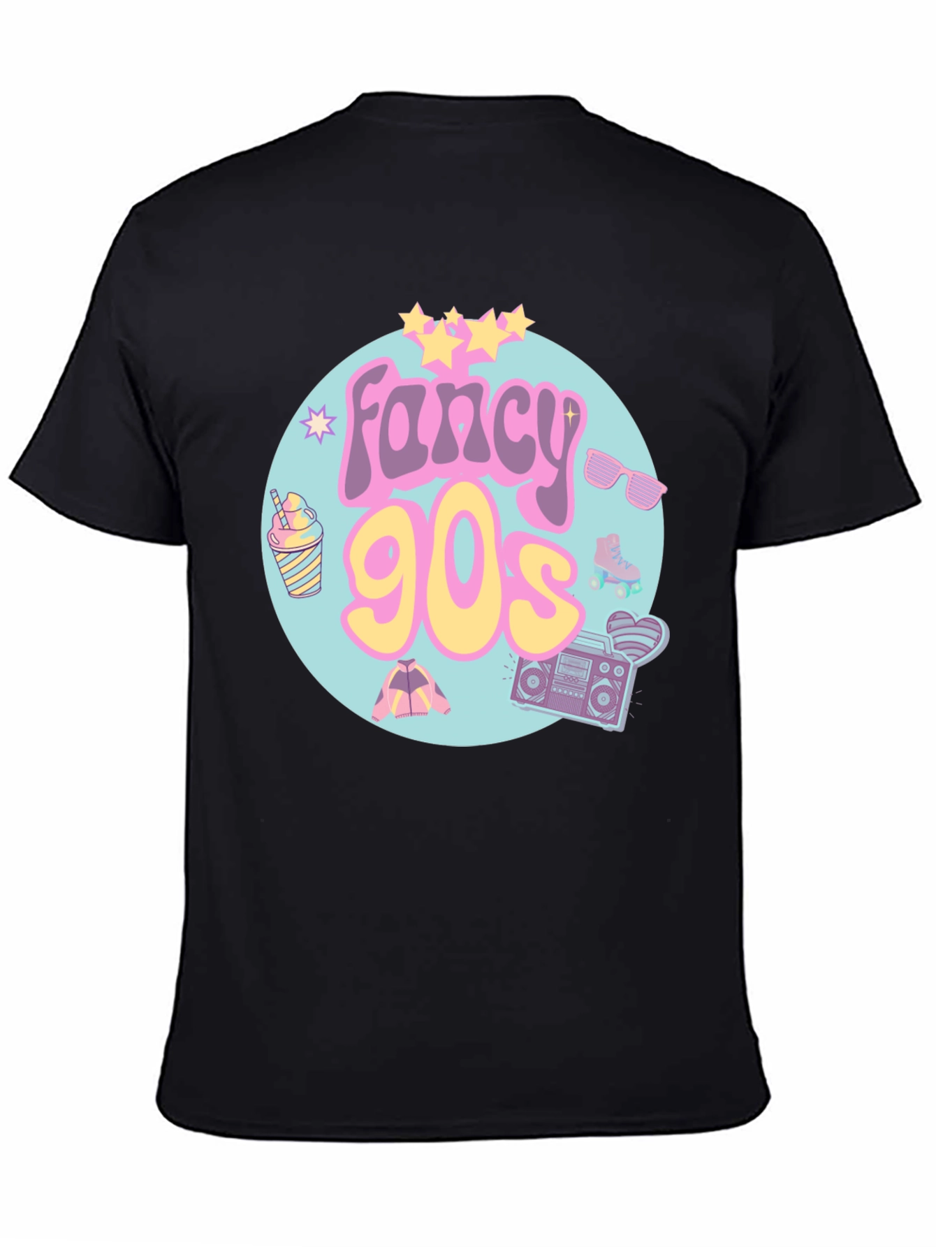 Black Fancy 90s Graphic Tee - Retro Style view 4