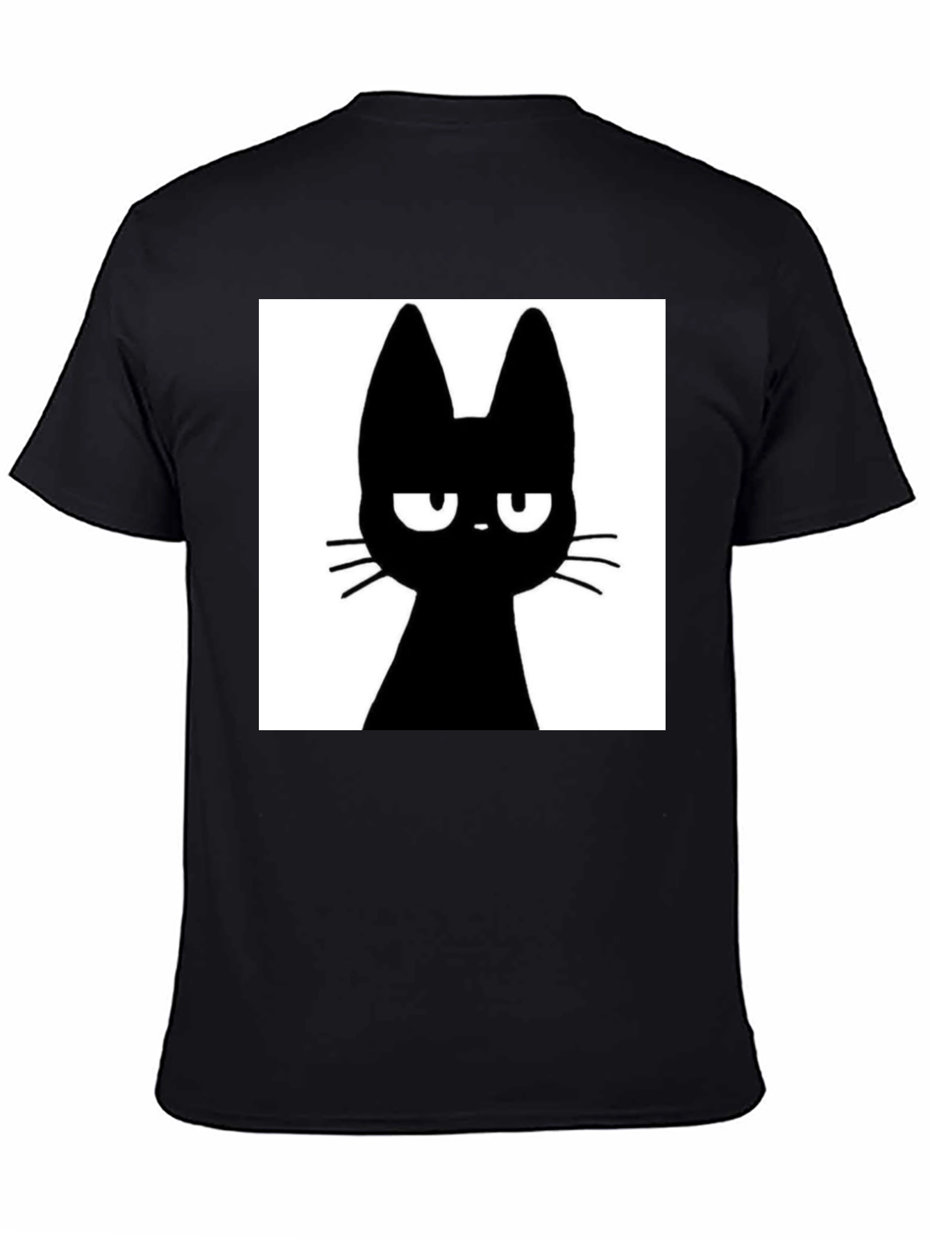 Black Grumpy Black Cat T-Shirt - Unisex Cotton Tee view 4