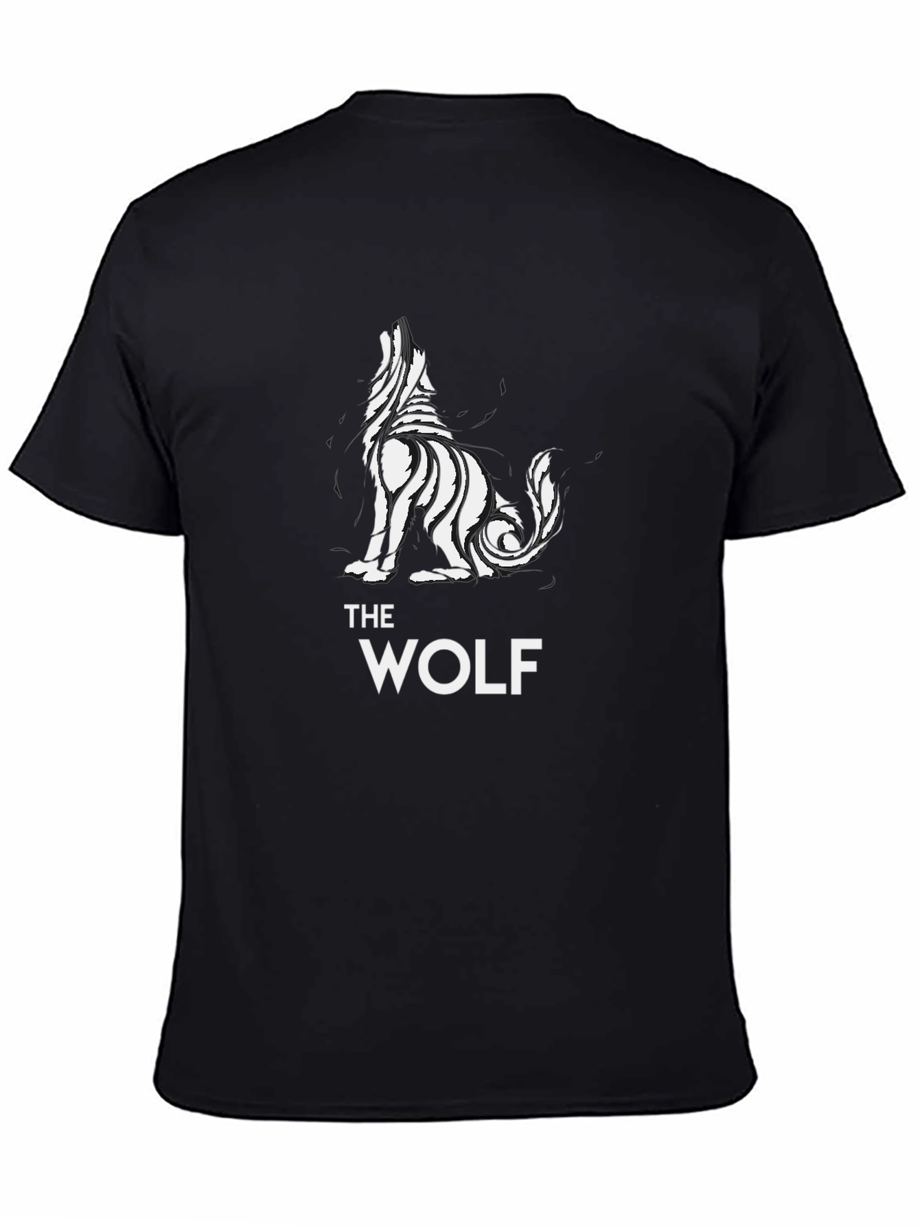 Black Tribal Wolf Graphic Tee - Black Cotton T-Shirt view 4