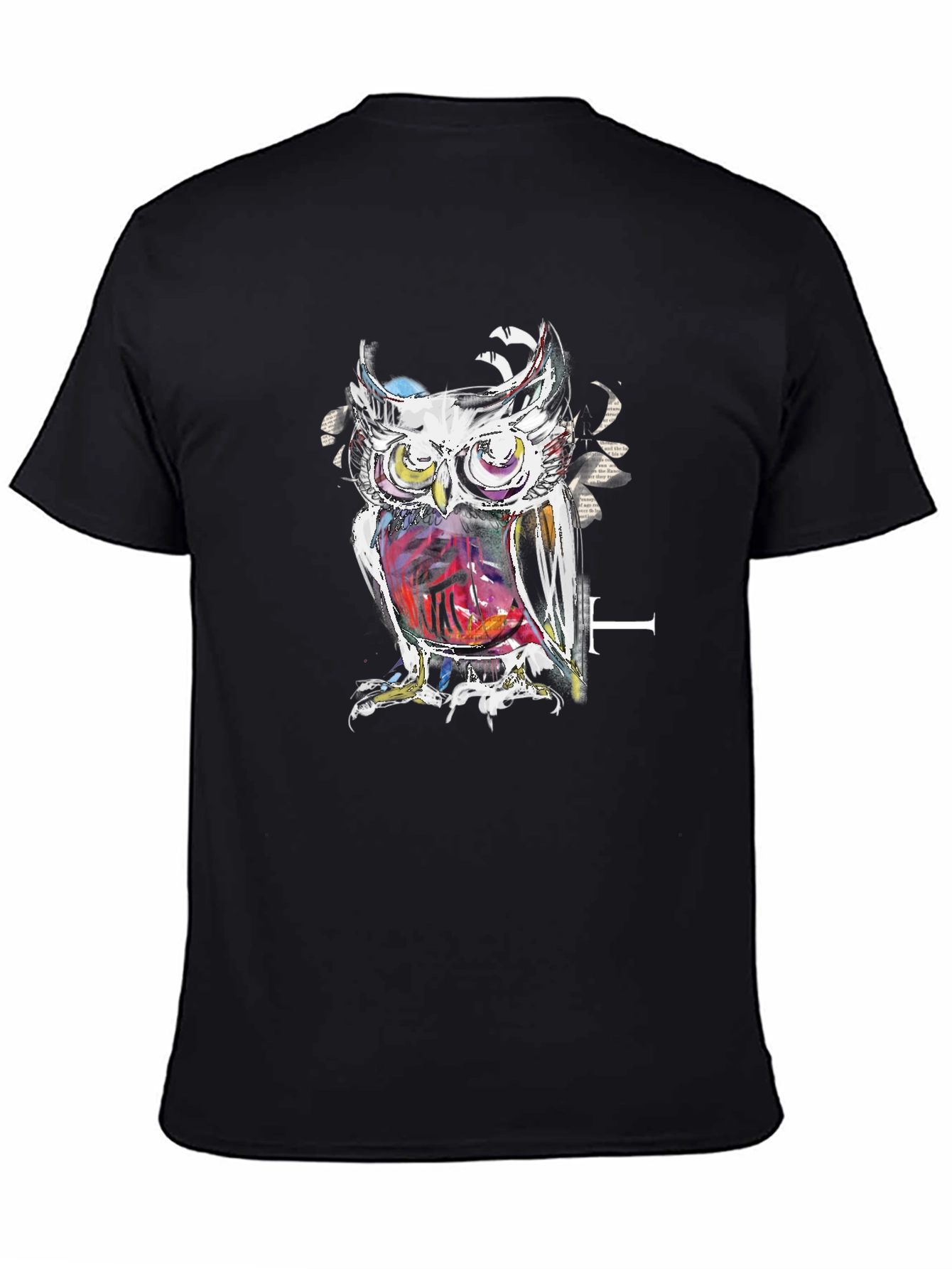 Black Owl Art Black T-Shirt view 4