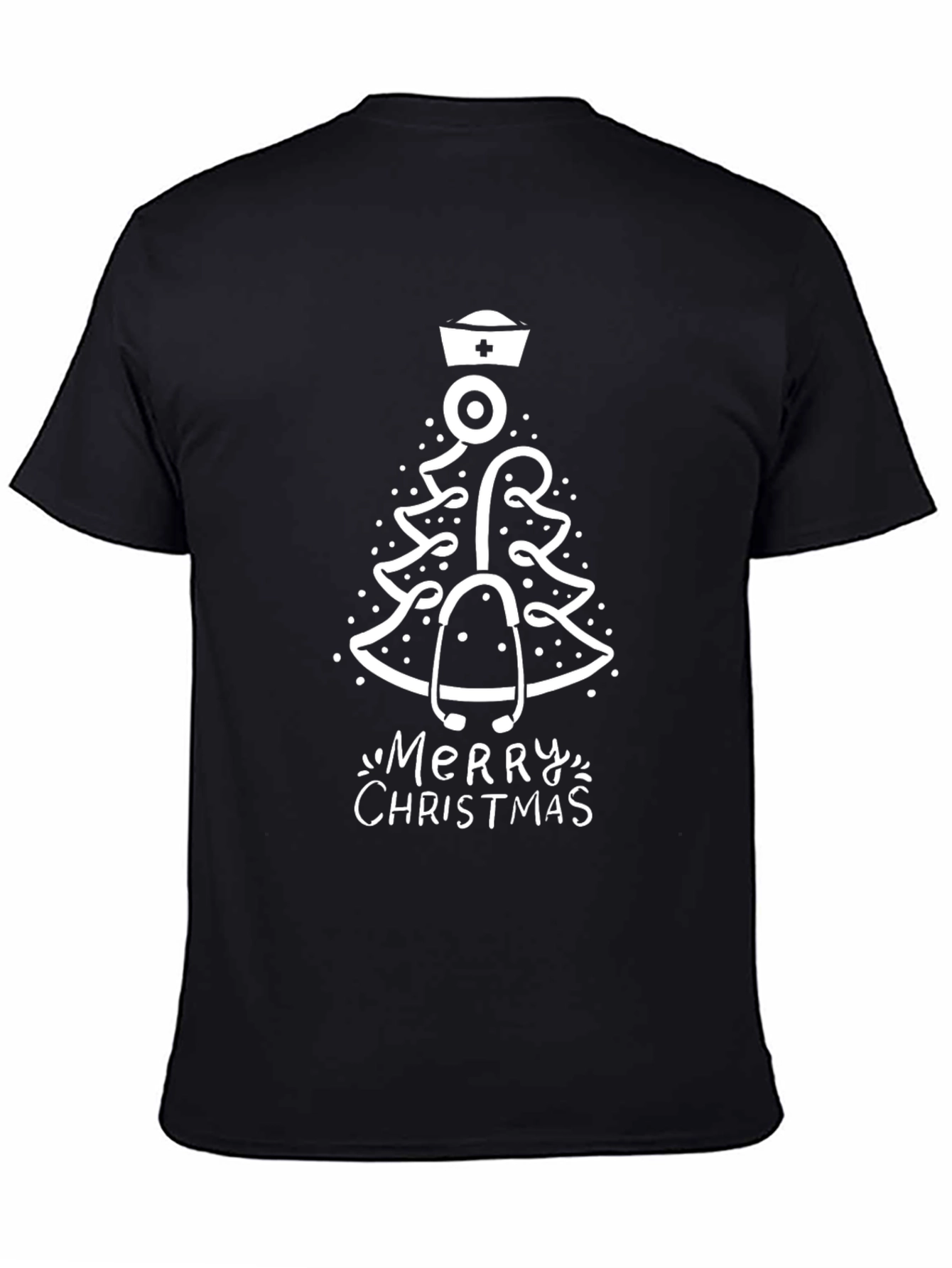 Black Nurse Christmas Tree Graphic Tee view 4