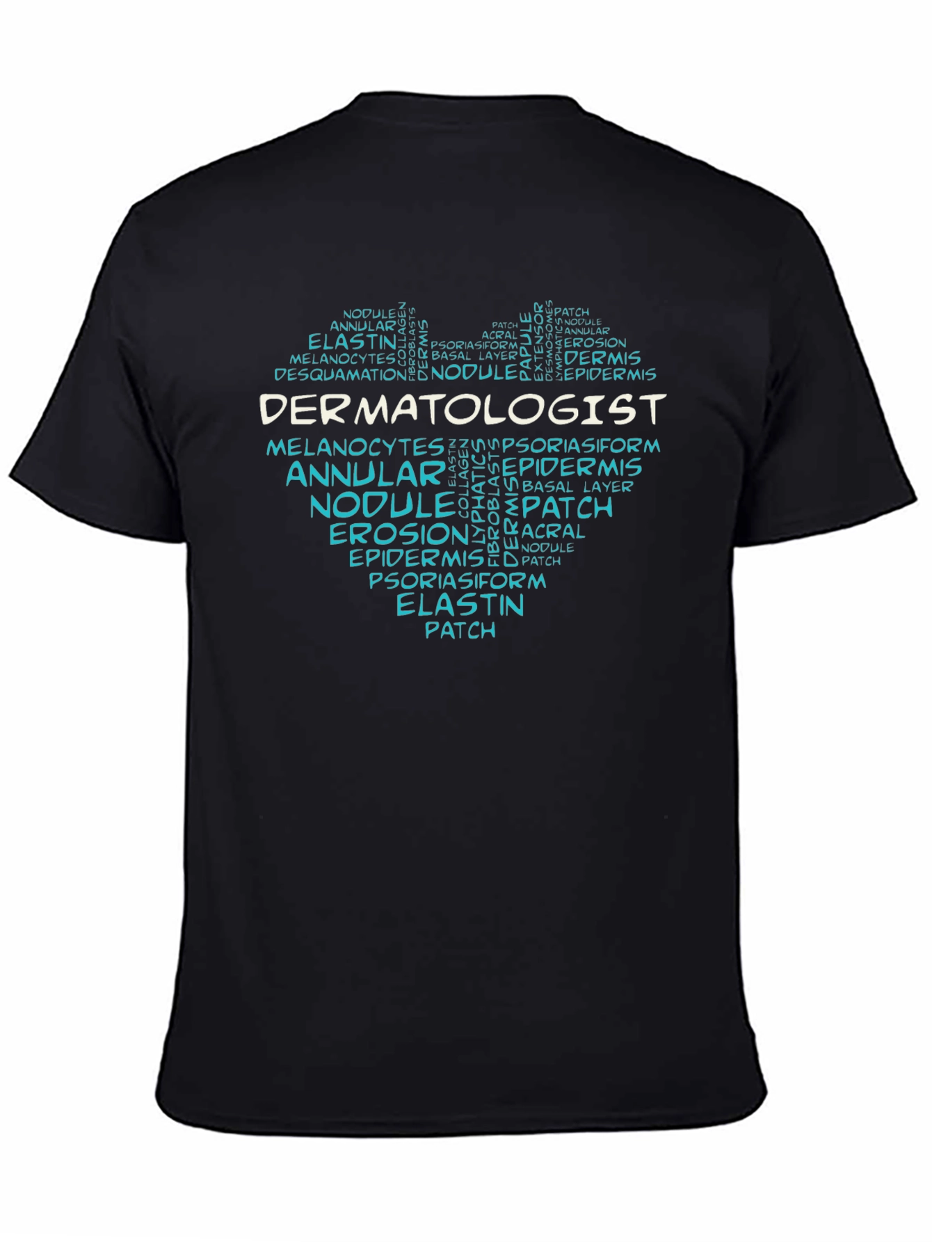 Black Dermatologist Word Cloud Heart T-Shirt view 4