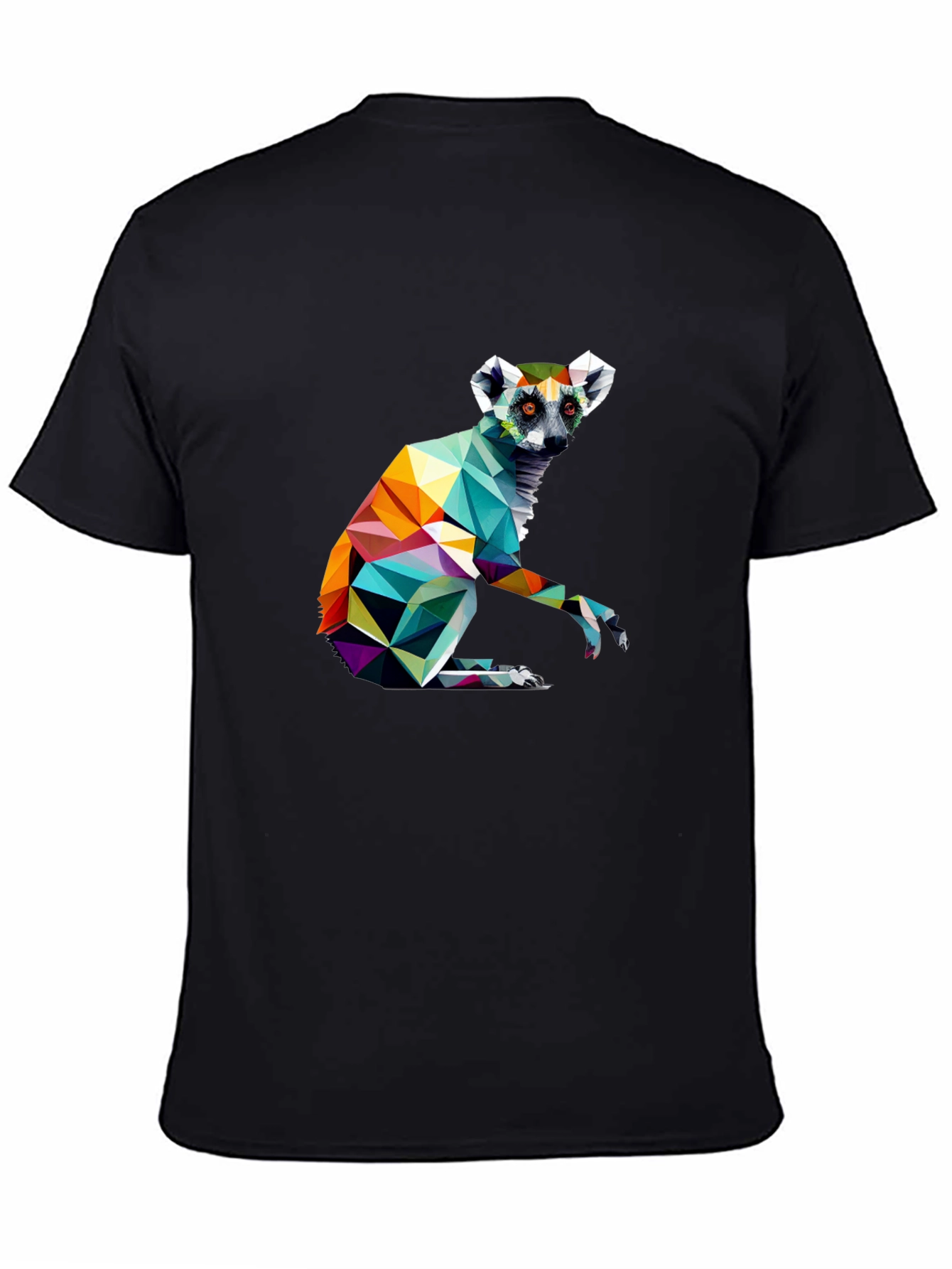 Black Geometric Lemur Graphic Tee - Modern Black T-Shirt view 4