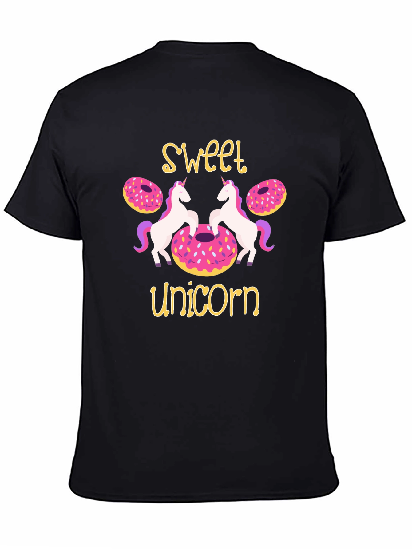 Black Sweet Unicorn Donut T-Shirt view 4