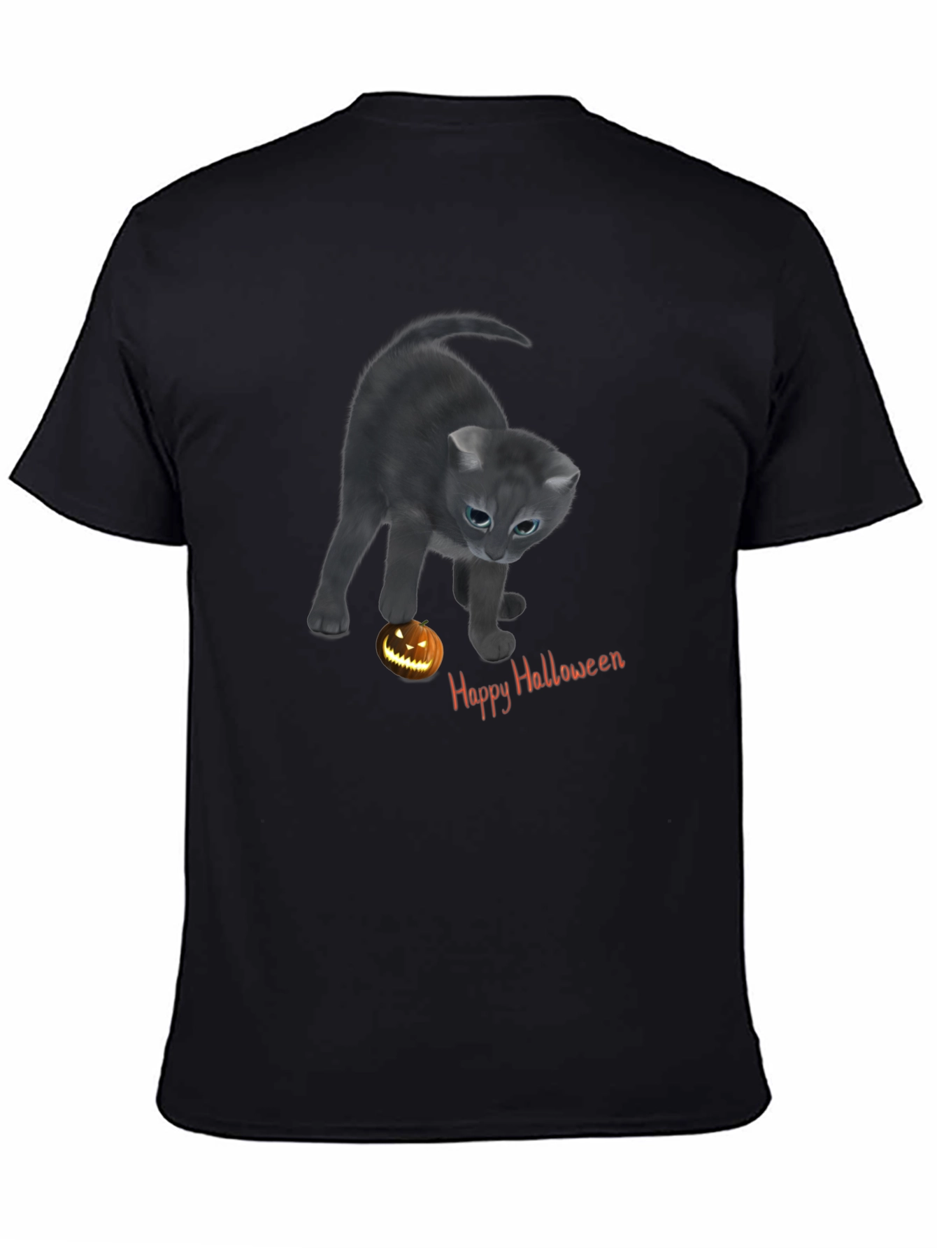 Black Halloween Cat T-Shirt view 4