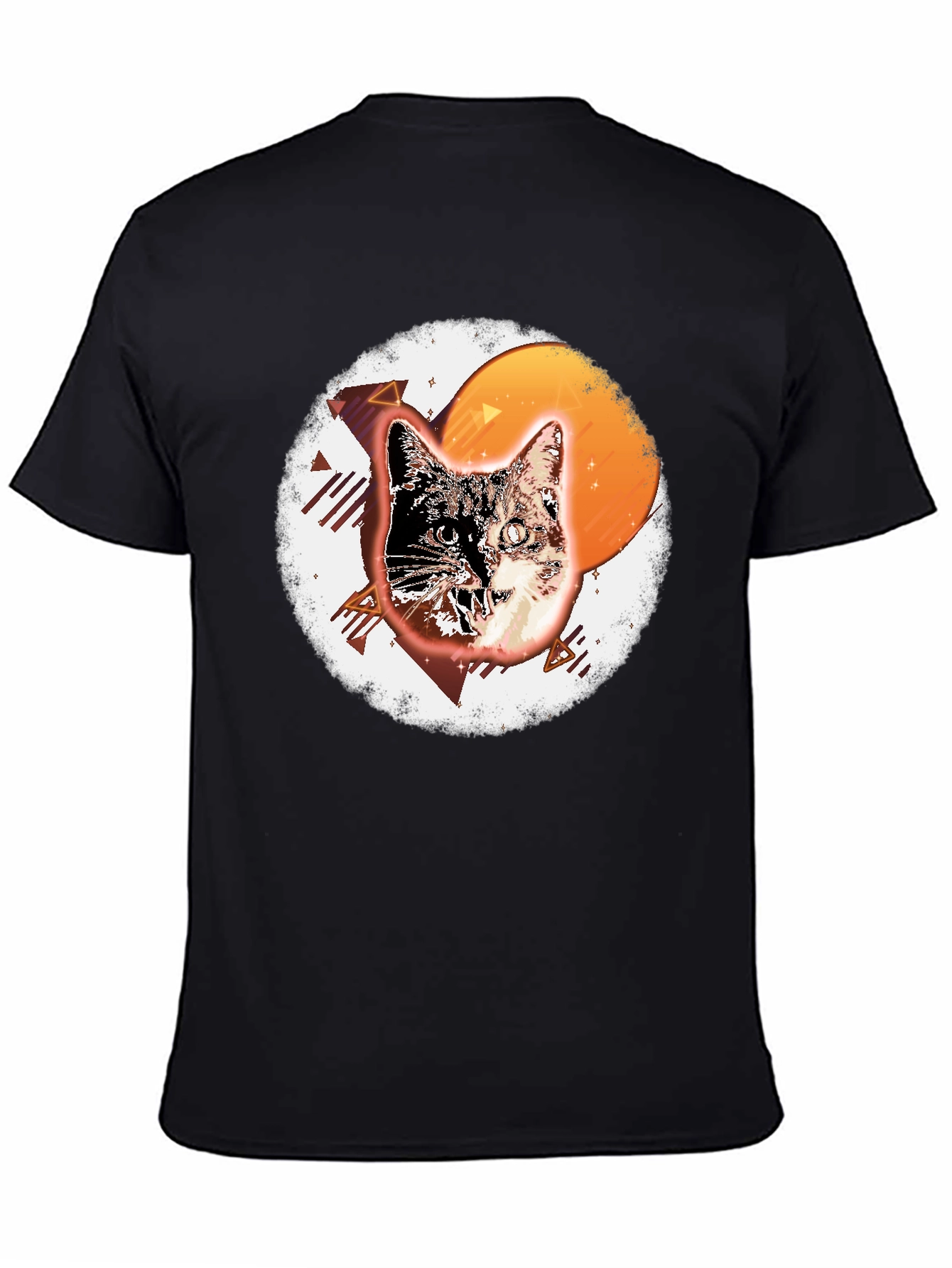 Black Retro Cat Graphic Tee - Cool Vintage Style view 4