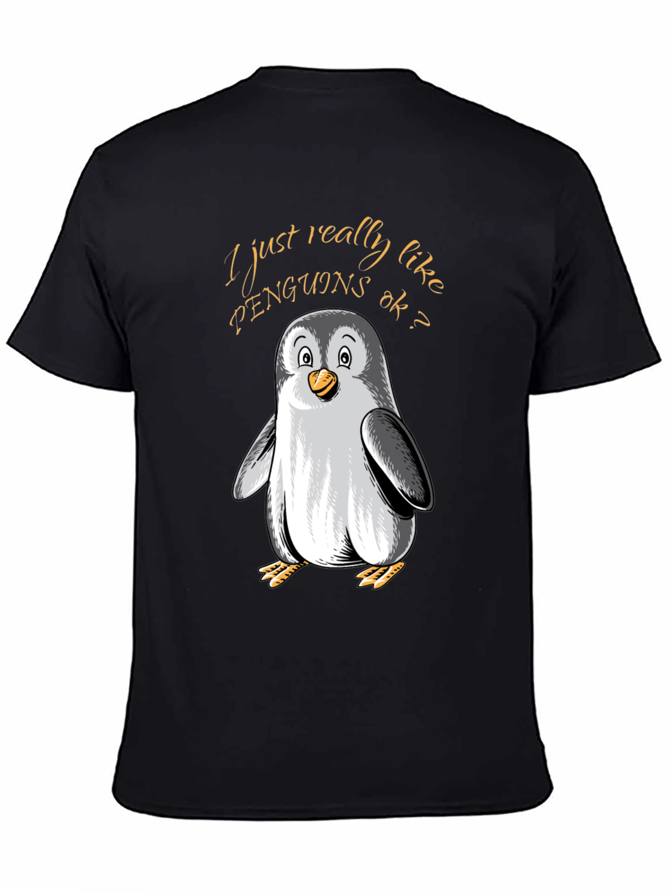 Black Penguin Lover's Tee: I Just Really Like Penguins view 4