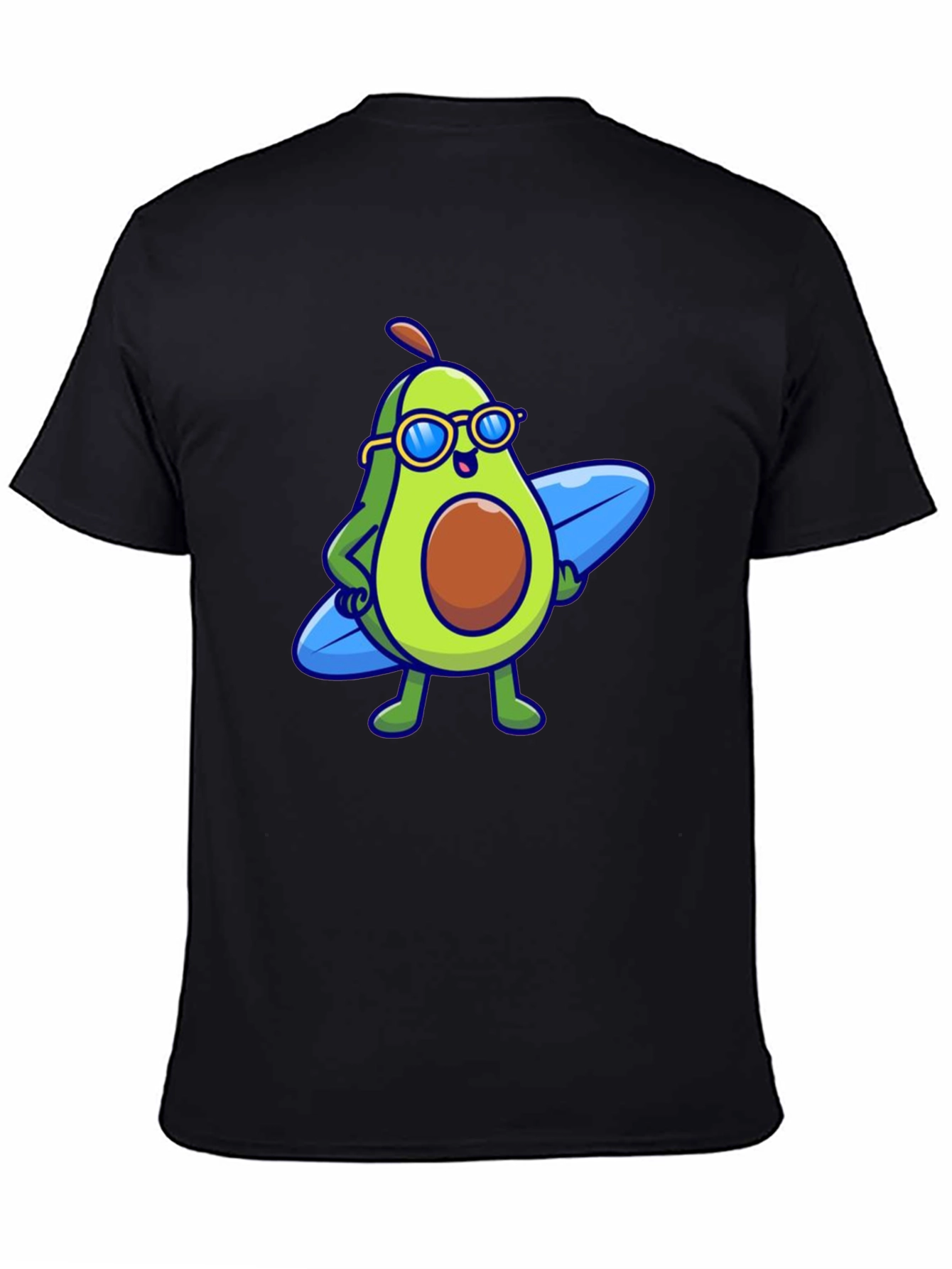 Black Cool Avocado Surfer Graphic Tee - Black view 4