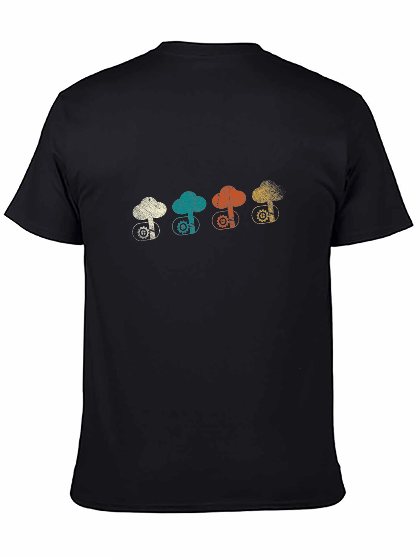 Black Retro Cloud Tech T-Shirt - Vintage Style view 4