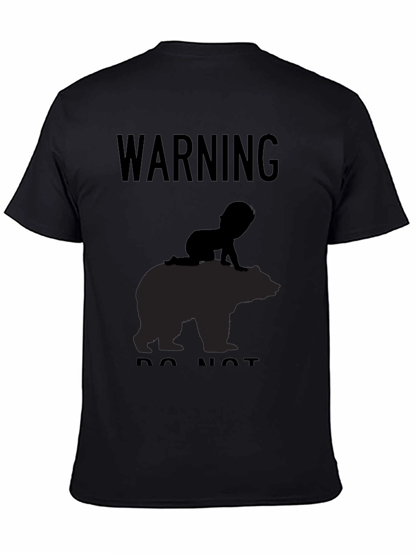 Black Warning Baby on Bear T-Shirt - Funny Novelty Tee view 4