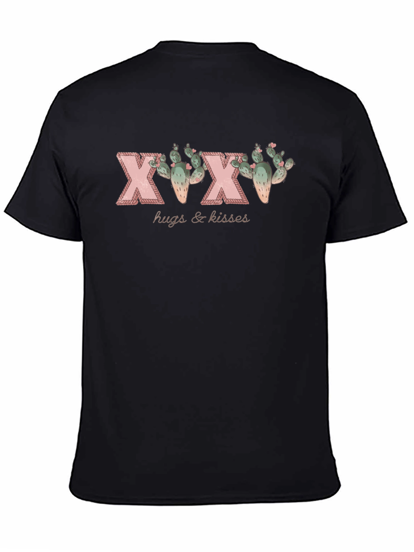 Black Hugs & Kisses Cactus Graphic Black T-Shirt view 4