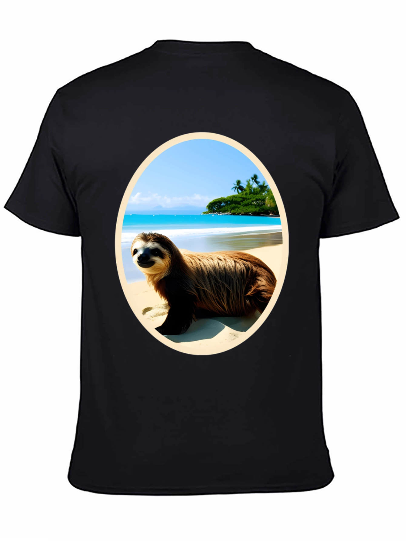 Black Sloth Beach T-Shirt view 4