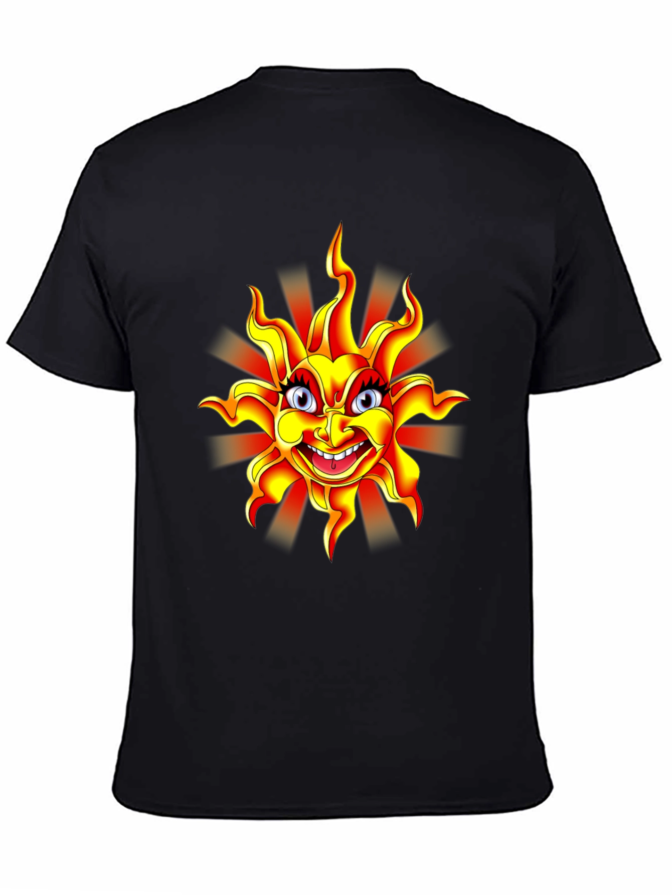 Black Cartoon Sun Graphic Black T-Shirt view 4