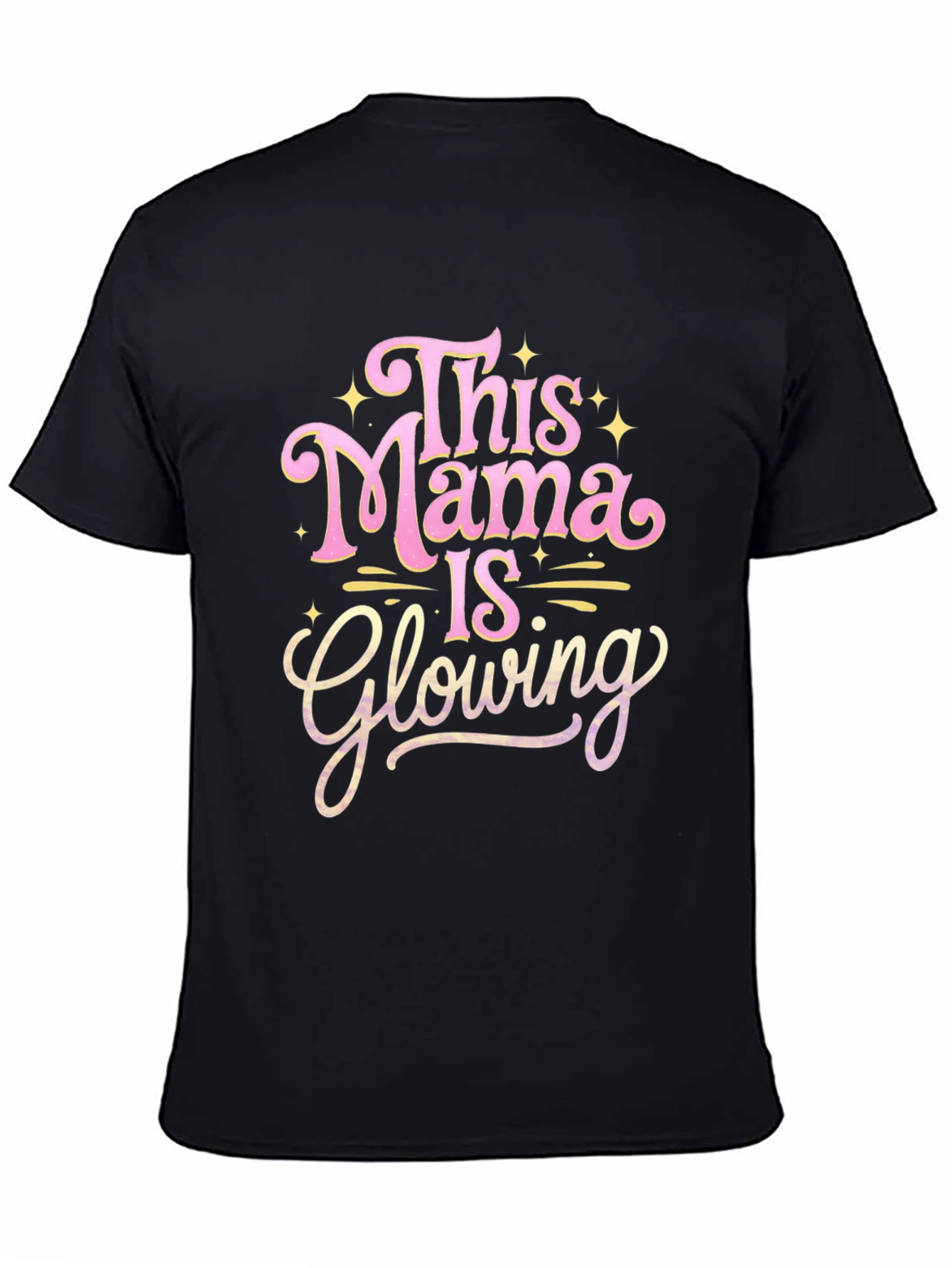Black This Mama is Glowing T-Shirt view 4