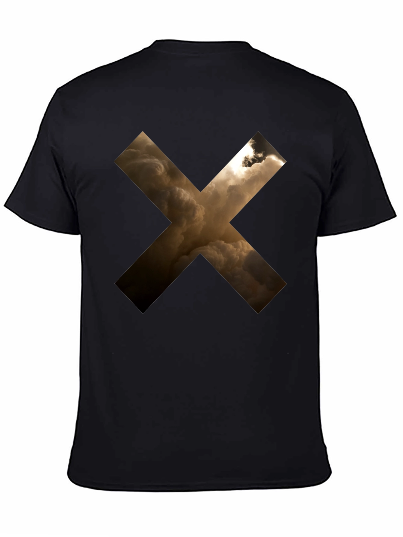Black Abstract Cloud Cross Graphic Black T-Shirt view 4