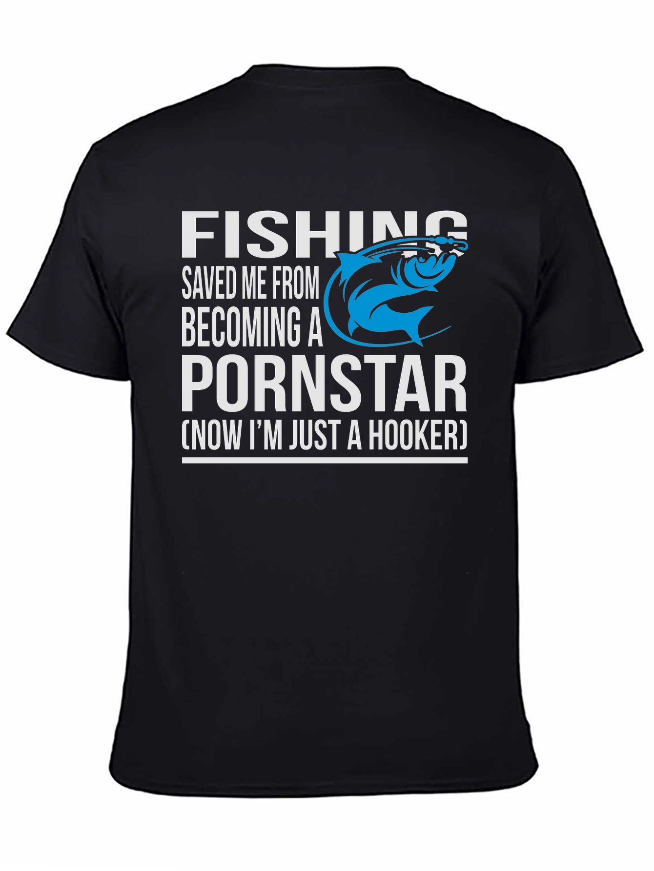 Black Fishing Saved Me Humor Graphic T-Shirt view 4