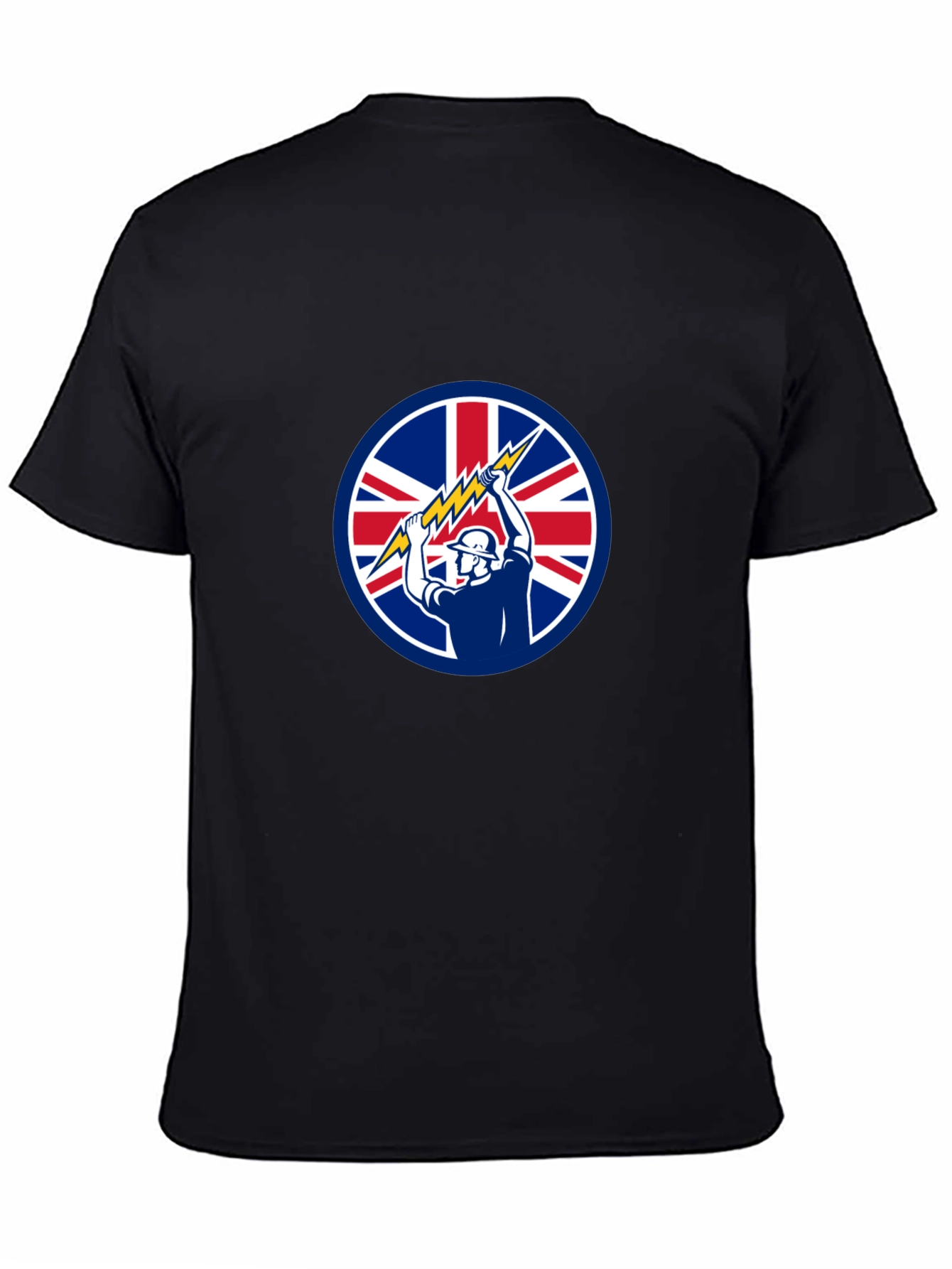 Black British Electrician Graphic T-Shirt view 4