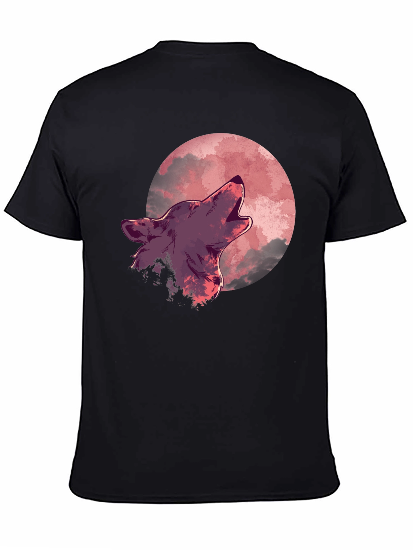 Black Wolf Howling at Moon Graphic Tee view 4