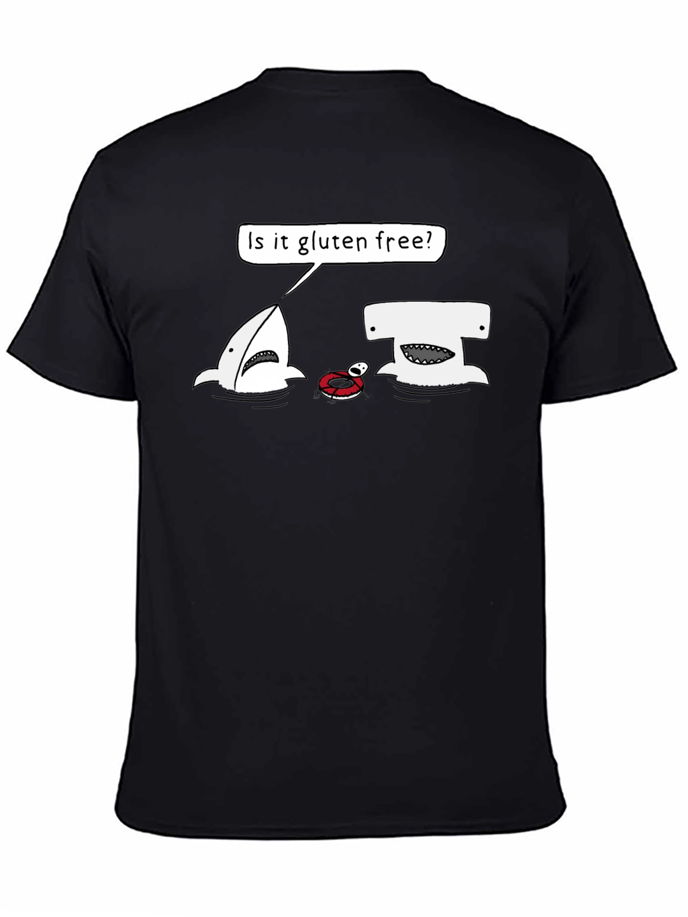 Gluten-Free Shark Humor Graphic T-Shirt - 4