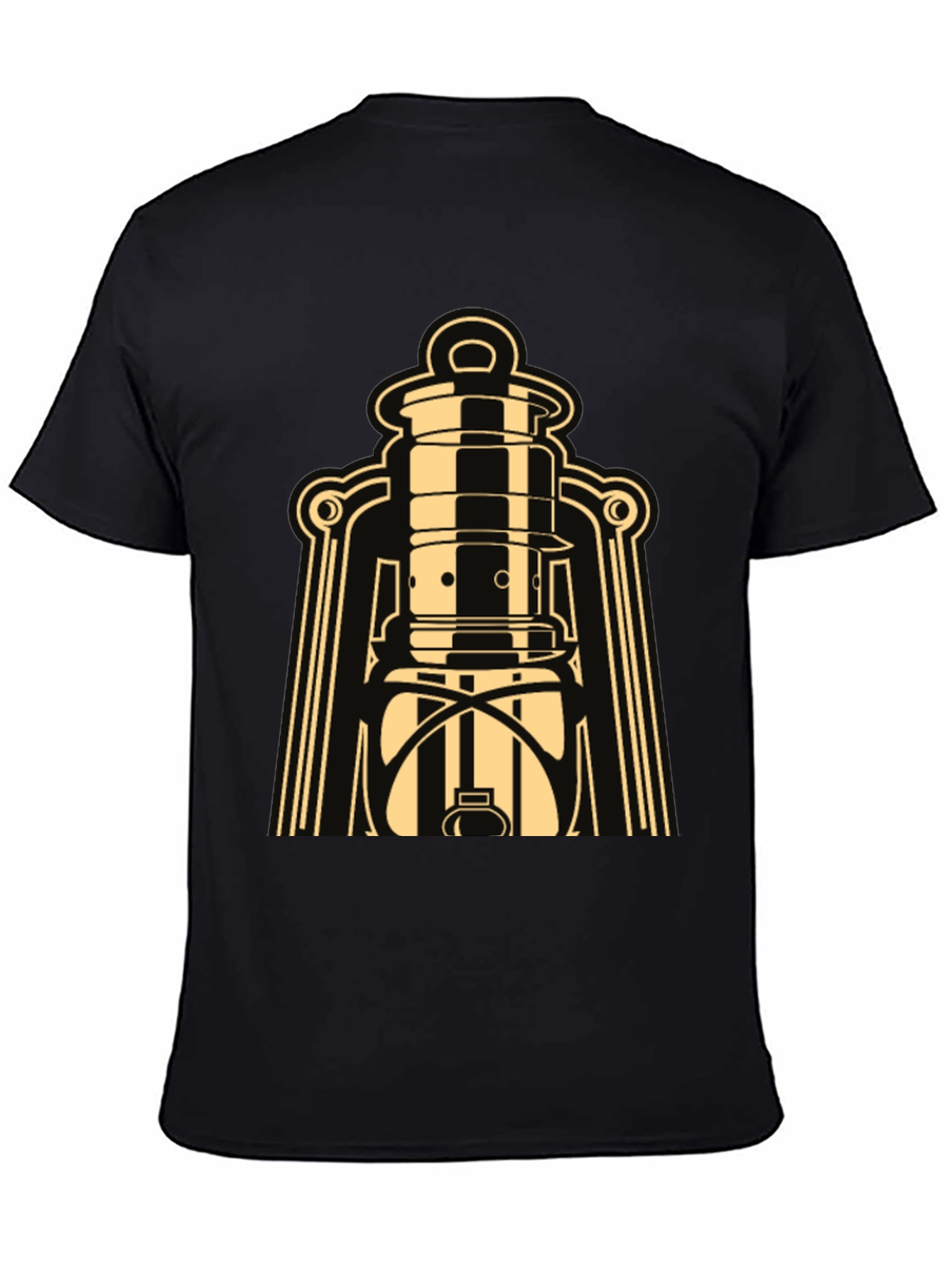 Black Vintage Lantern Graphic Tee - Retro Style view 4