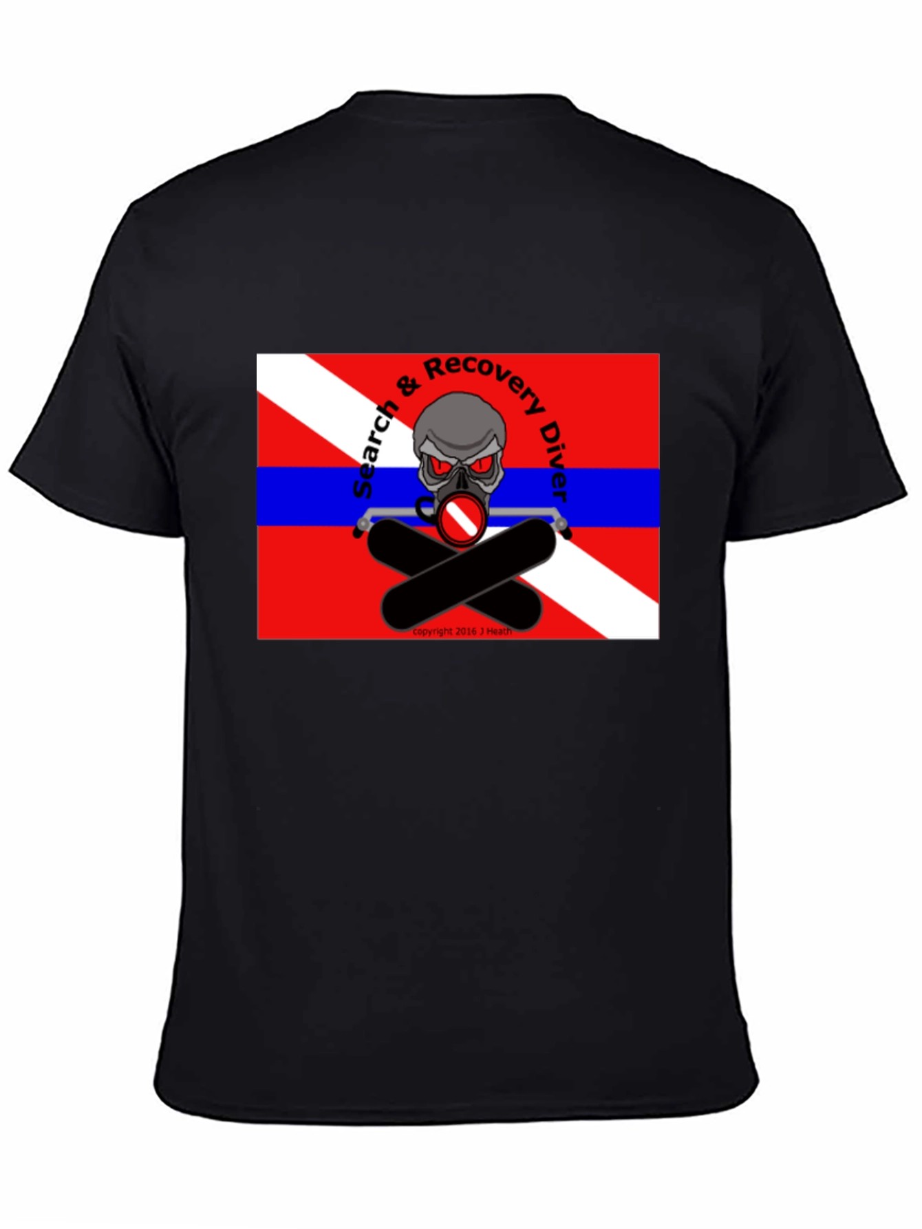 Black Search & Recovery Diver Skull T-Shirt view 4