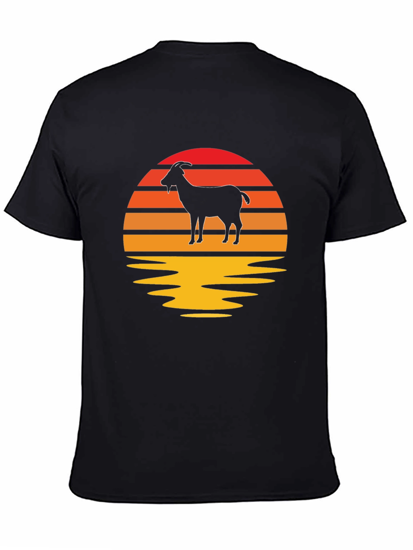 Black Goat Silhouette Sunset Graphic Tee view 4
