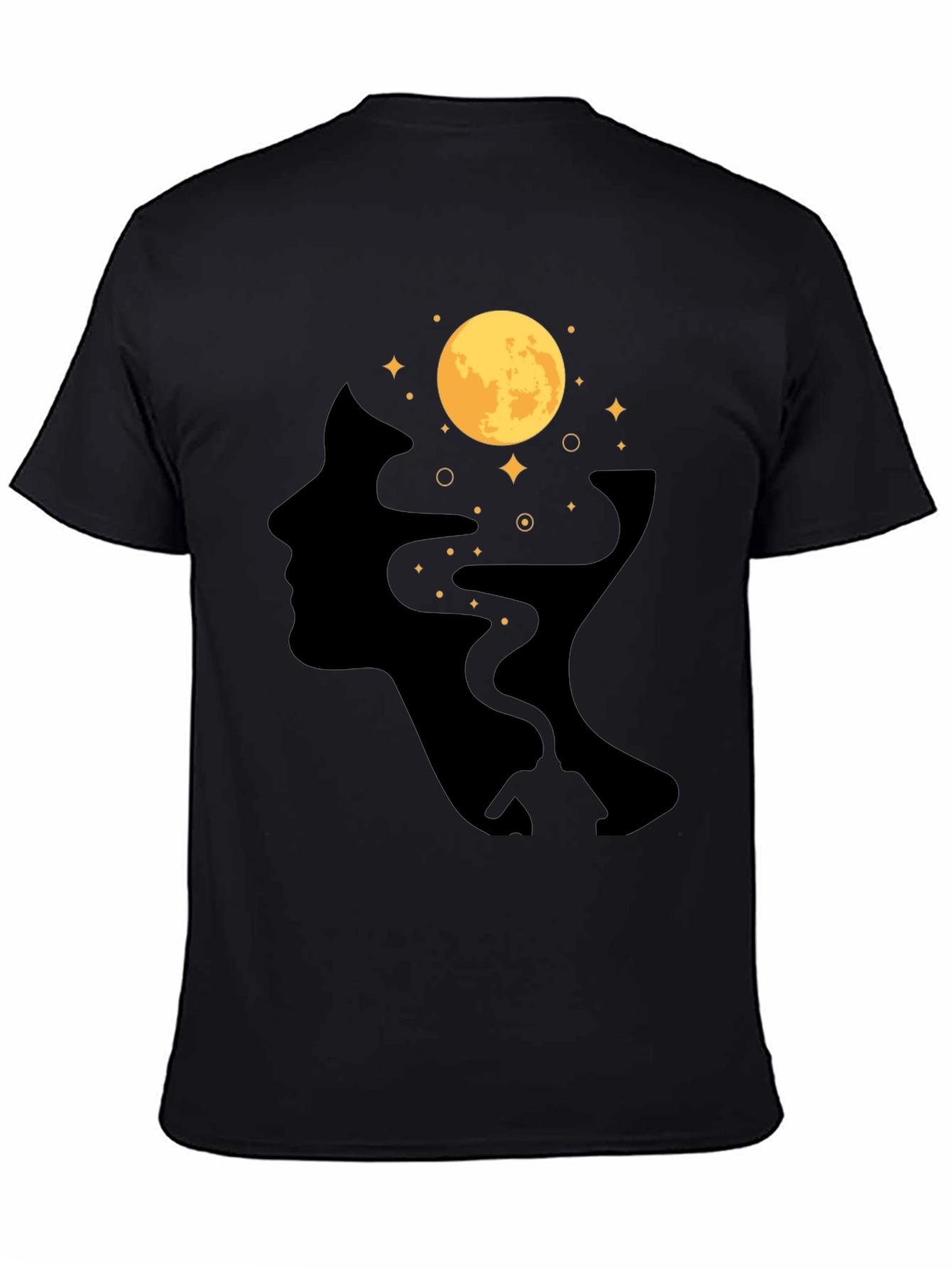 Black Moonlit Mind T-Shirt - Black Graphic Tee view 4
