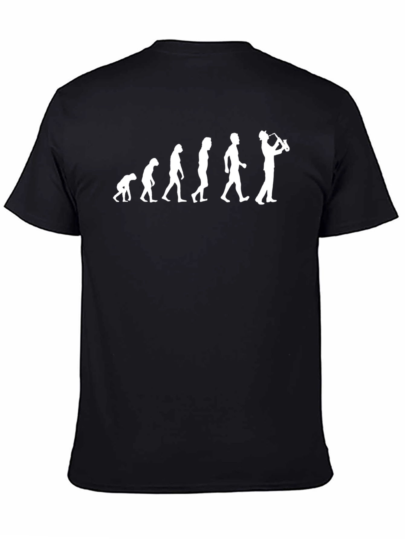 Black Evolution of Saxophone Player Black T-Shirt view 4