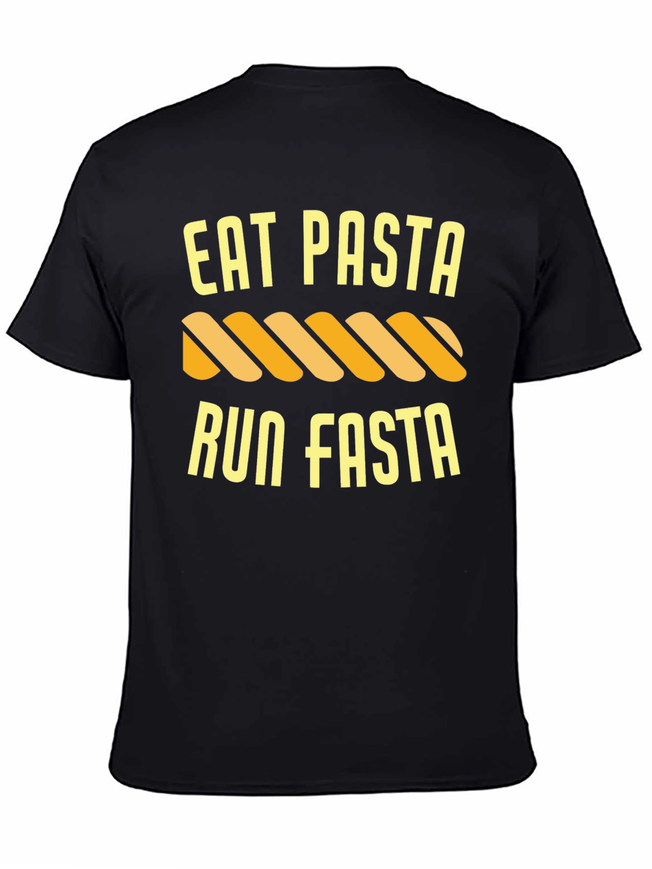 Black Eat Pasta Run Fasta Funny T-Shirt view 4