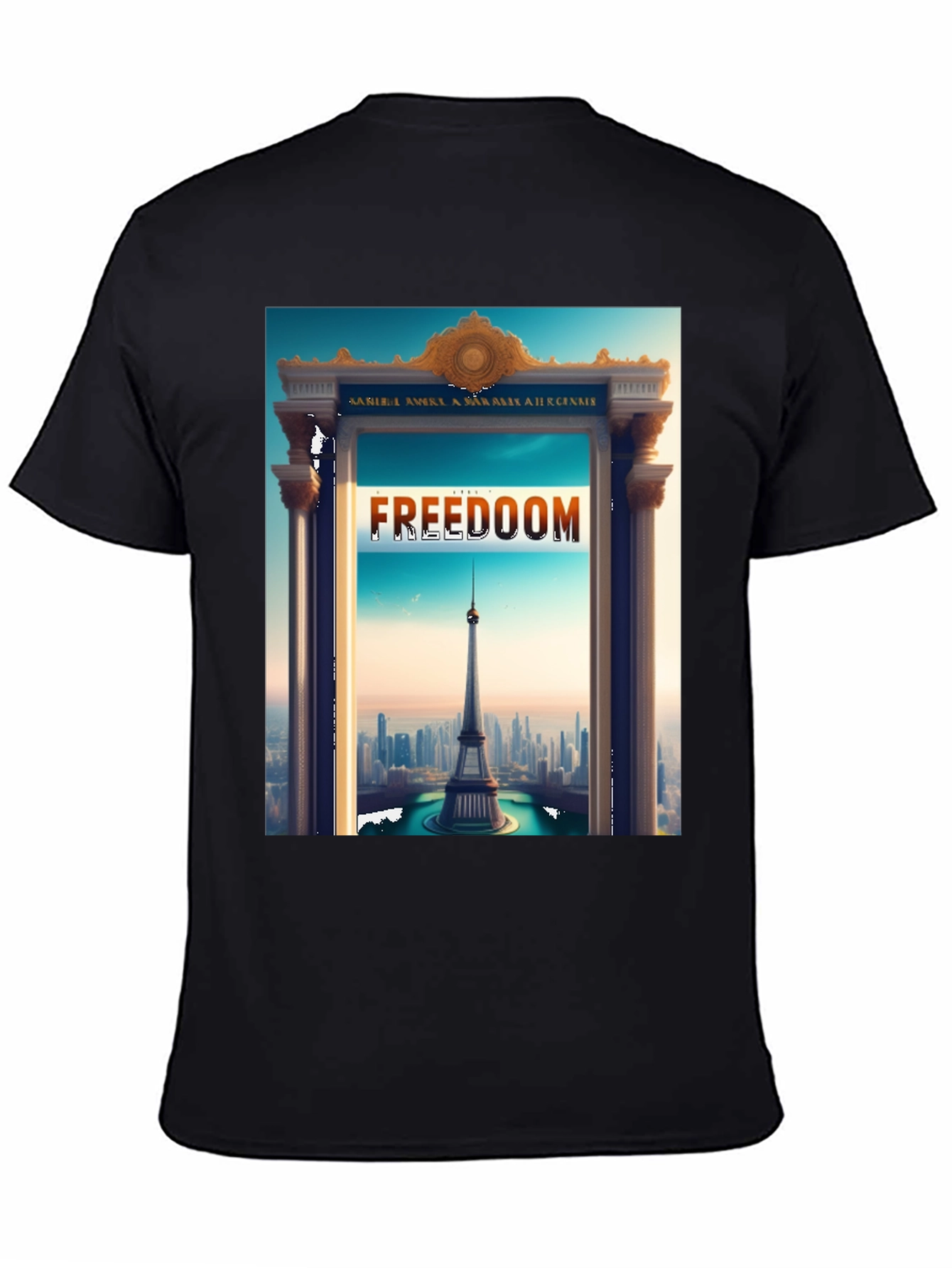 Black Freedom Tower Graphic Tee - Stylish Statement Shirt view 4