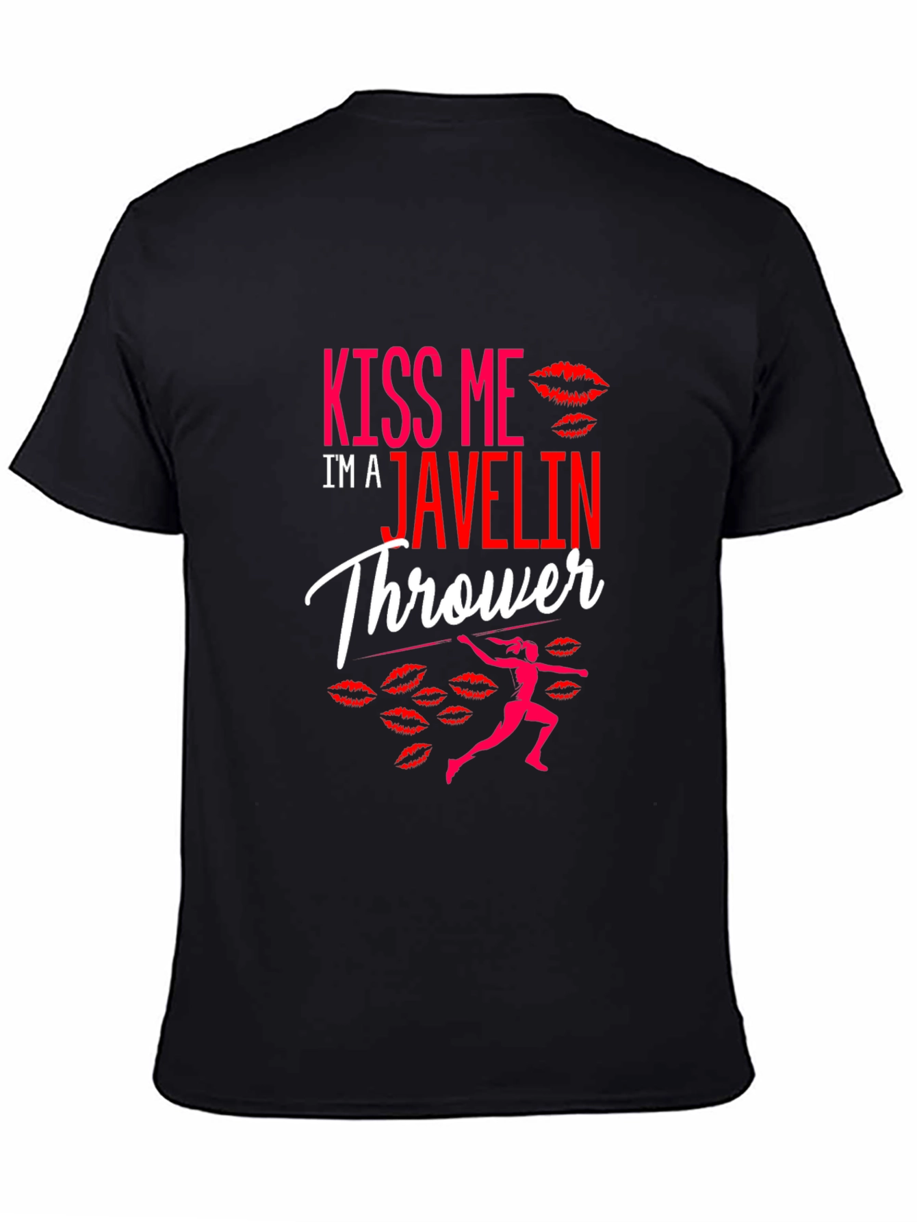 Black Kiss Me I'm A Javelin Thrower Black T-Shirt view 4