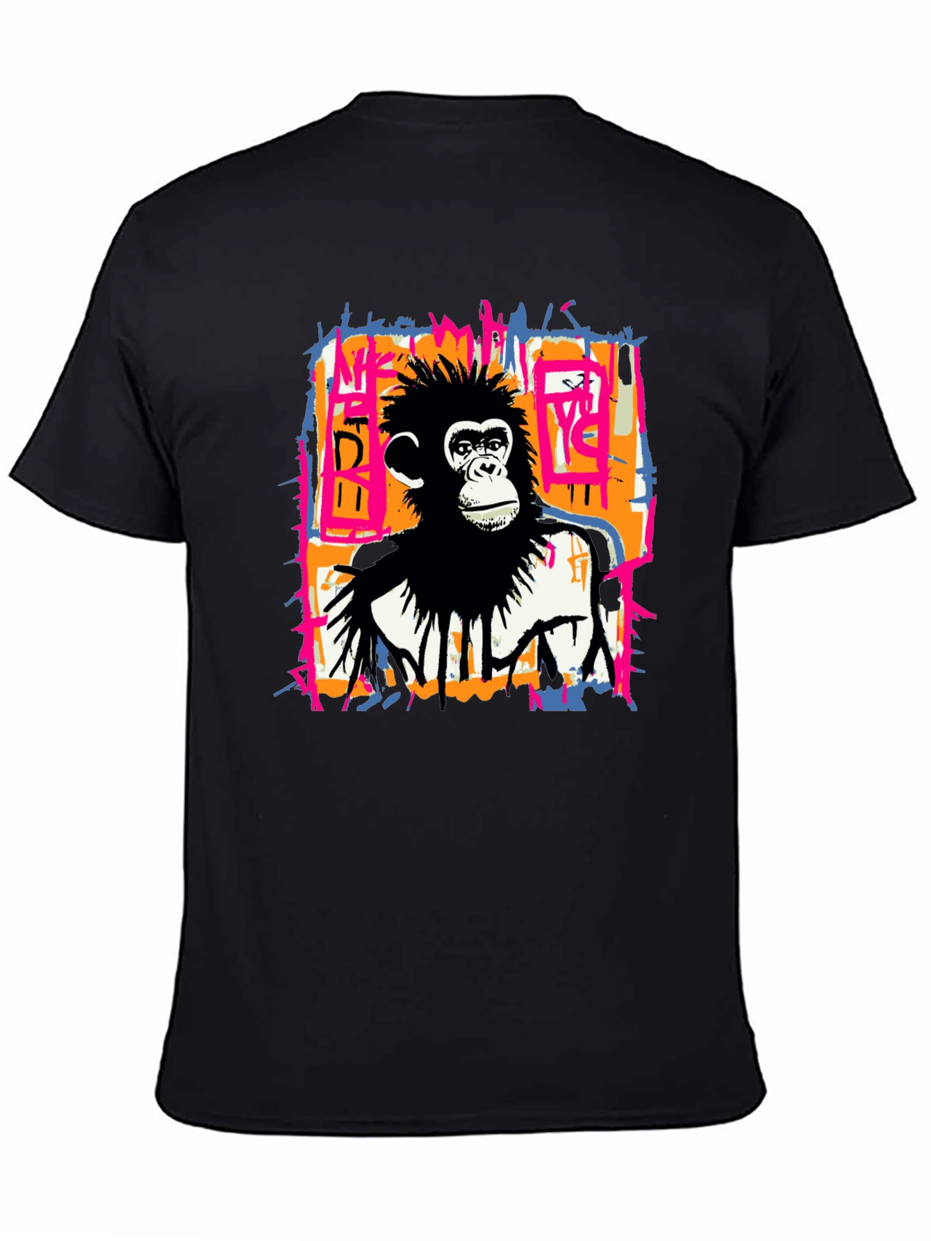 Black Abstract Monkey Graphic Tee - Black view 4