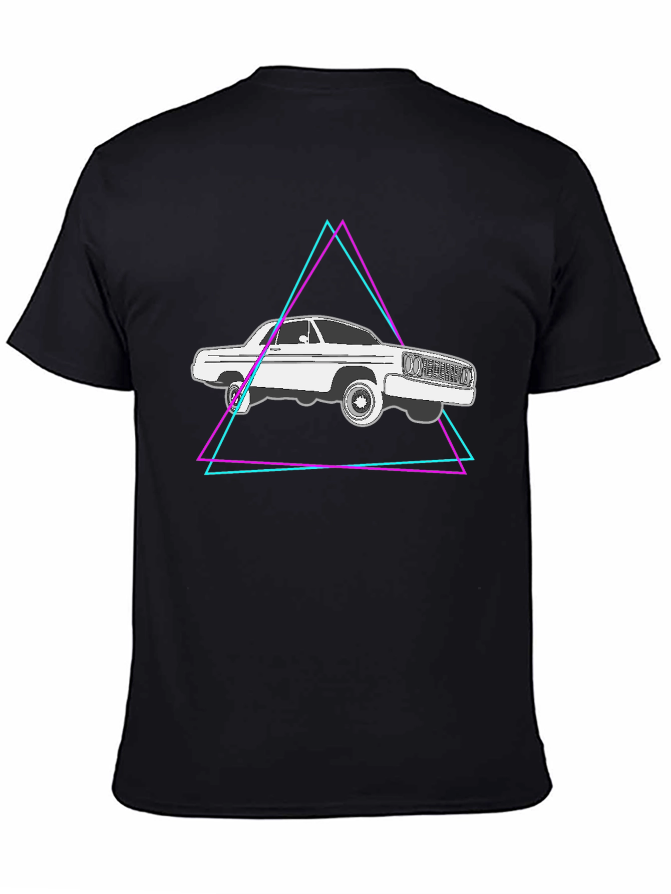 Black Retro Car Graphic Tee - Black Cotton Blend view 4