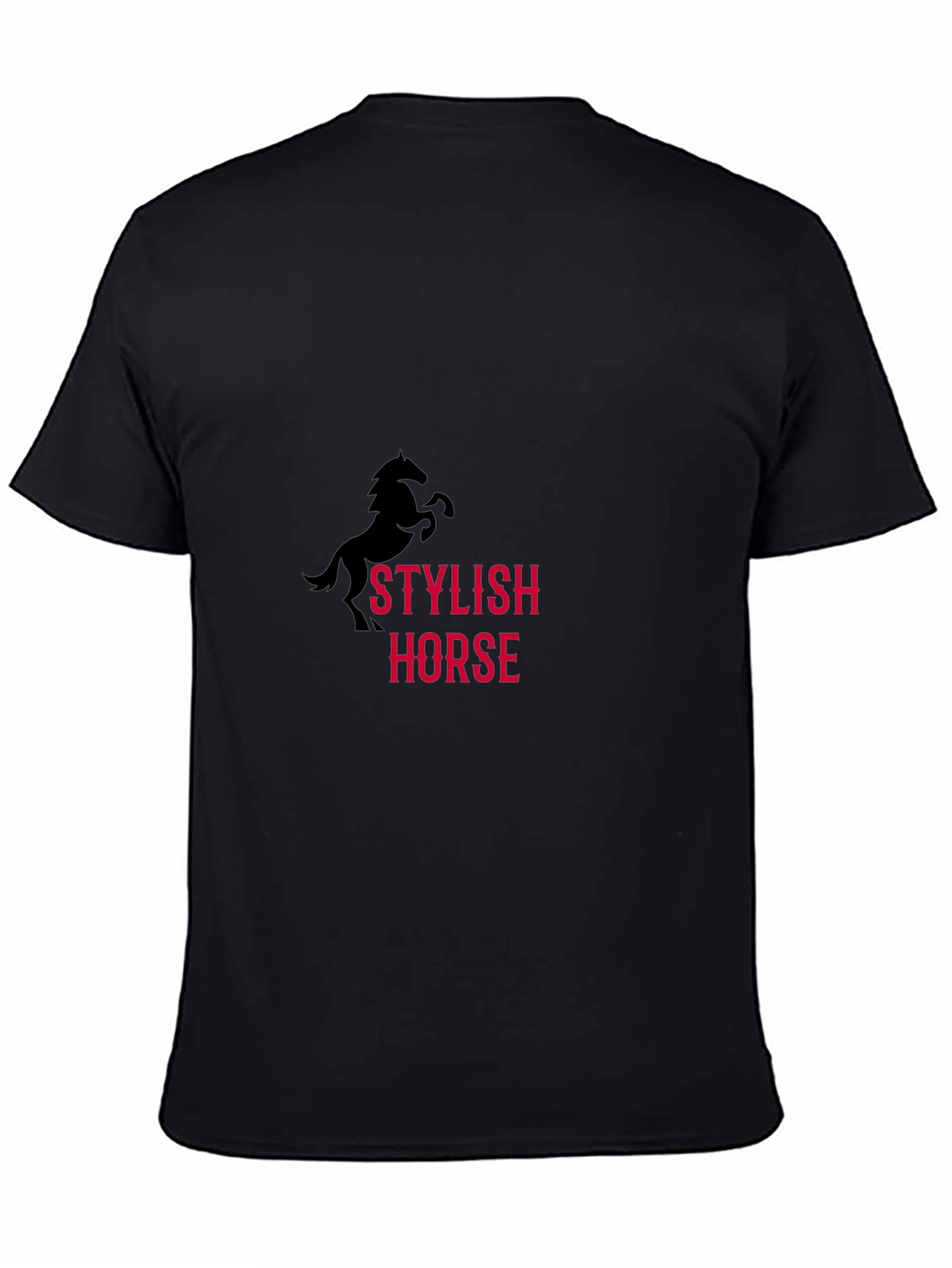 Black Stylish Horse Graphic T-Shirt view 4
