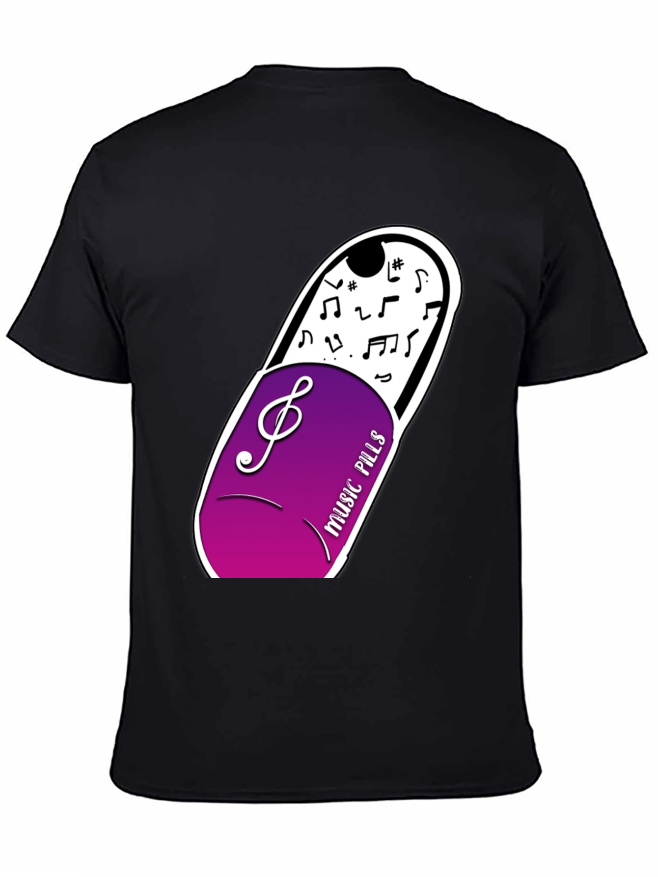Black Music Pills Graphic T-Shirt - Black Cotton Tee view 4