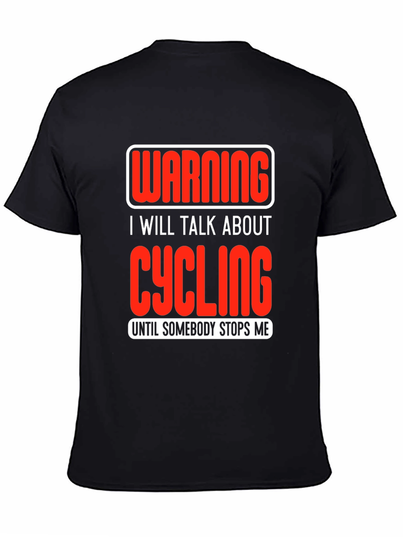 Black Cycling Enthusiast T-Shirt - Warning I Will Talk About Cycling view 4