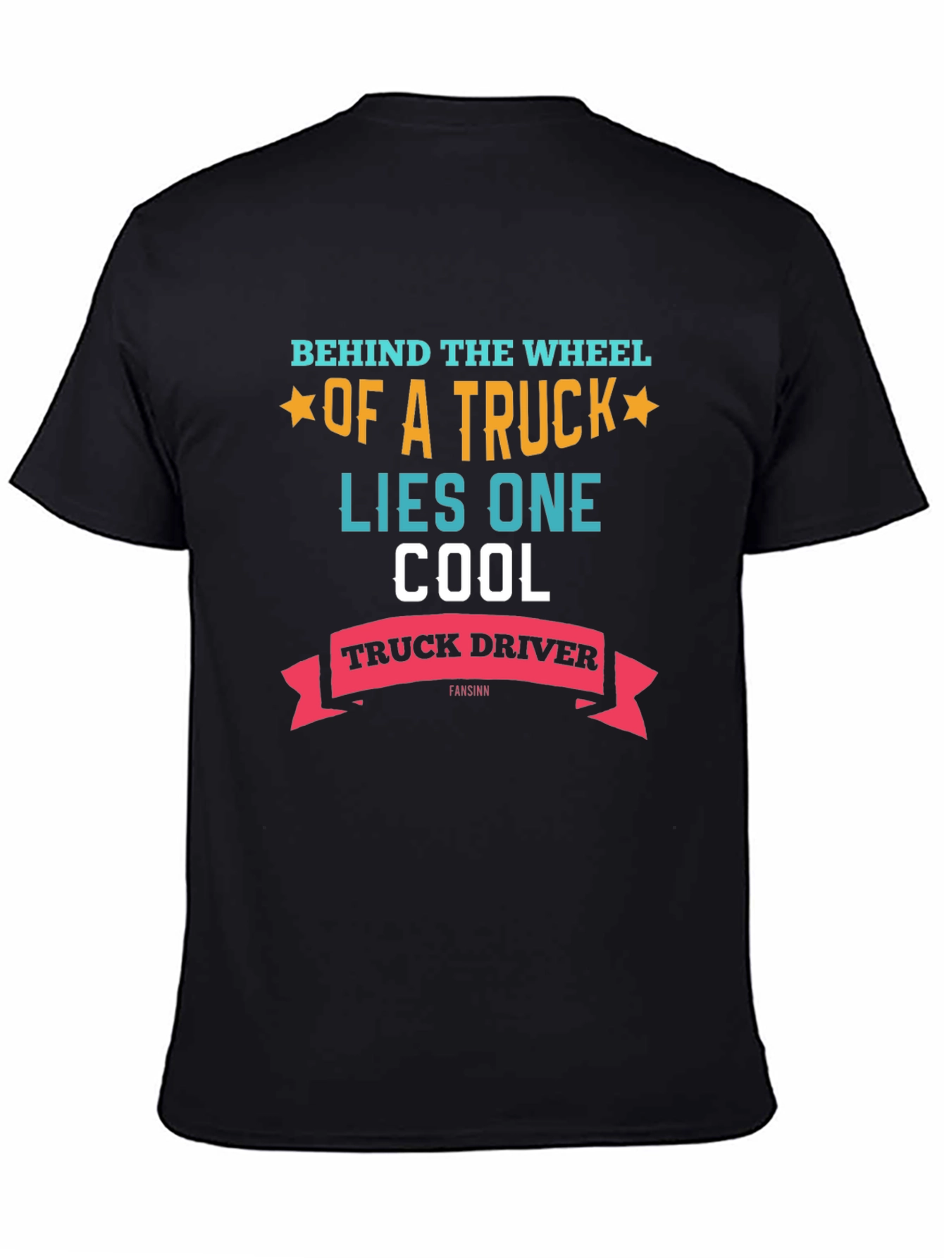 Black Cool Truck Driver Graphic Tee - Black view 4