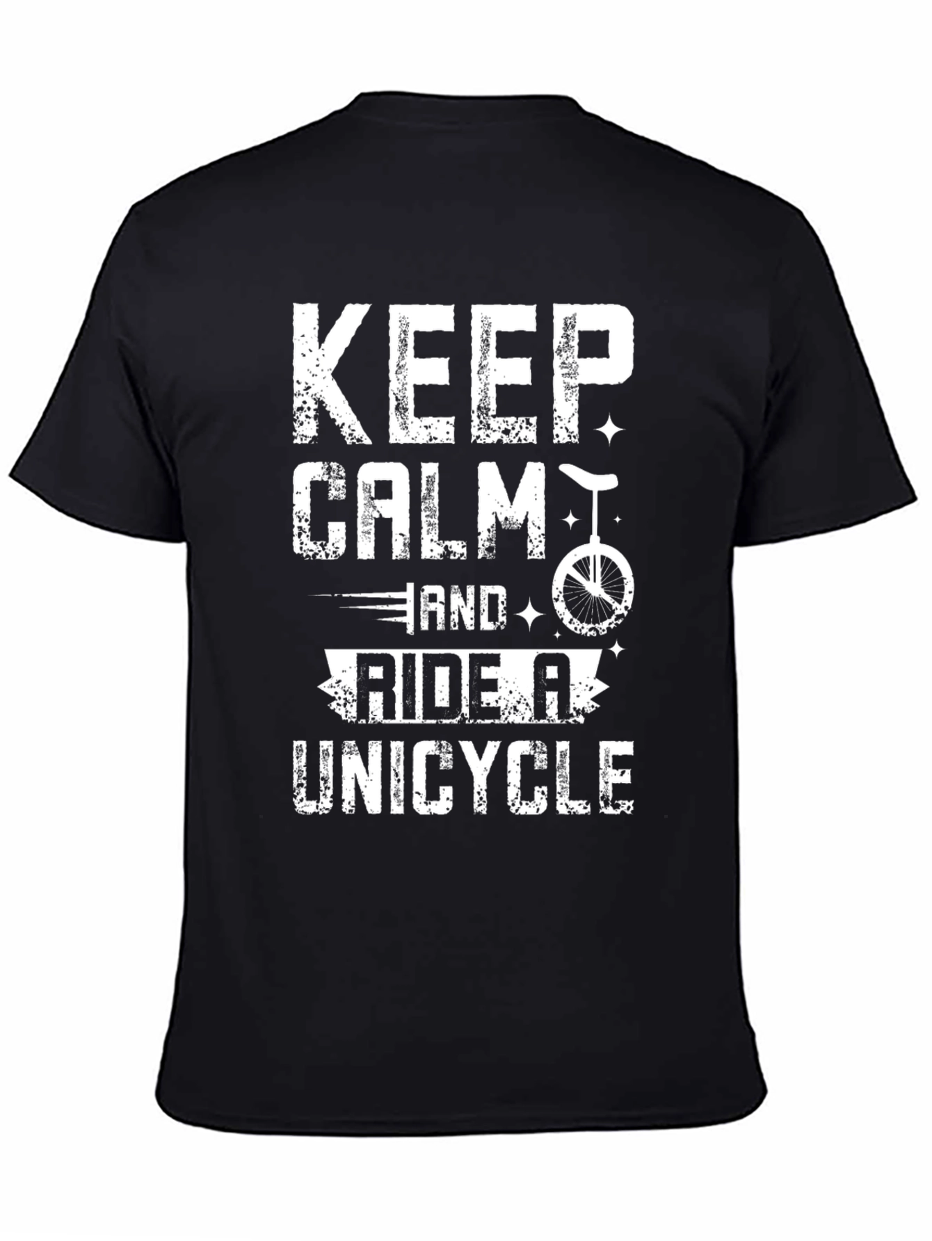 Black Keep Calm Ride a Unicycle Graphic Tee view 4