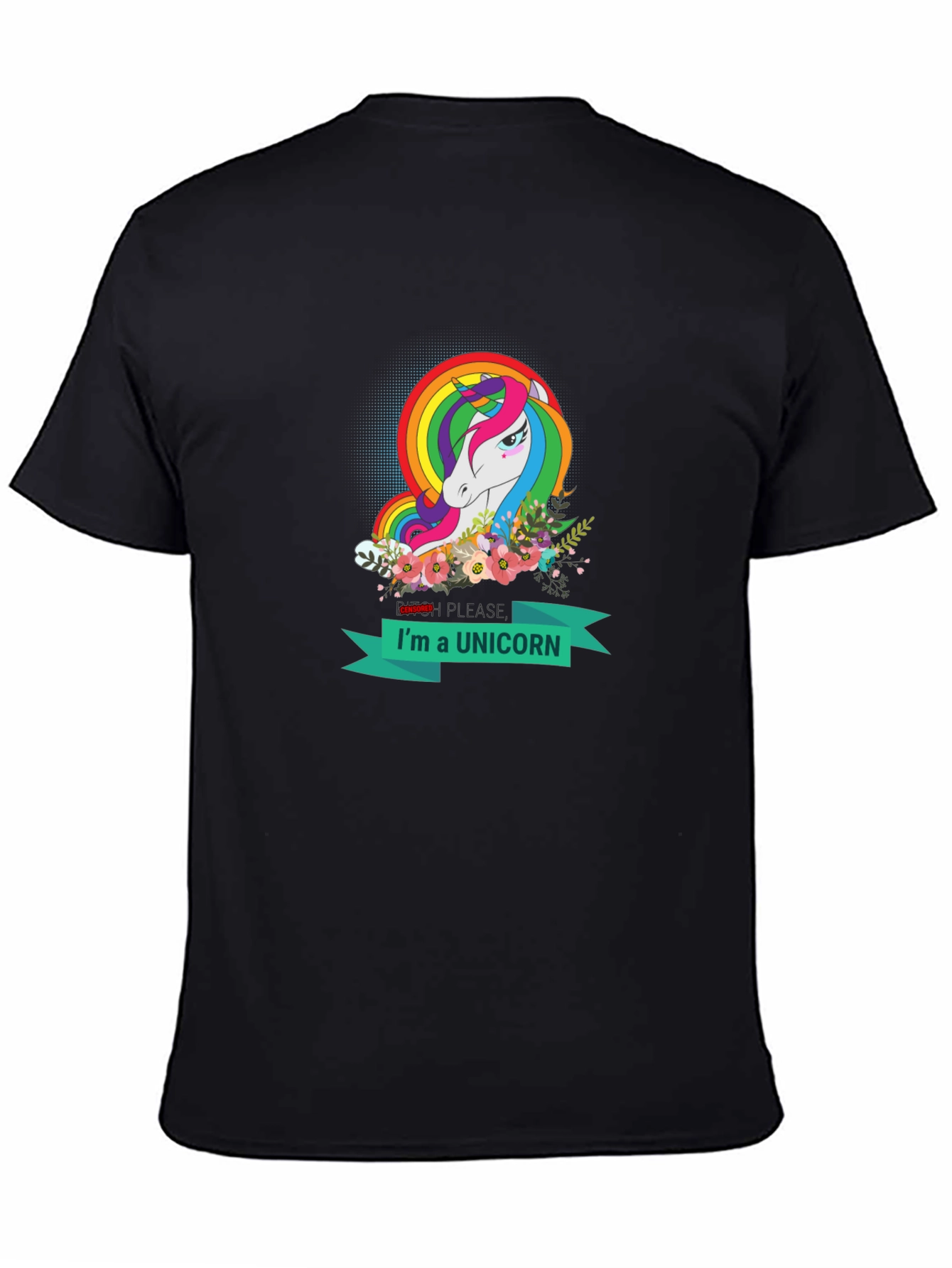 Black I'm a Unicorn T-Shirt - Rainbow Unicorn Design view 4