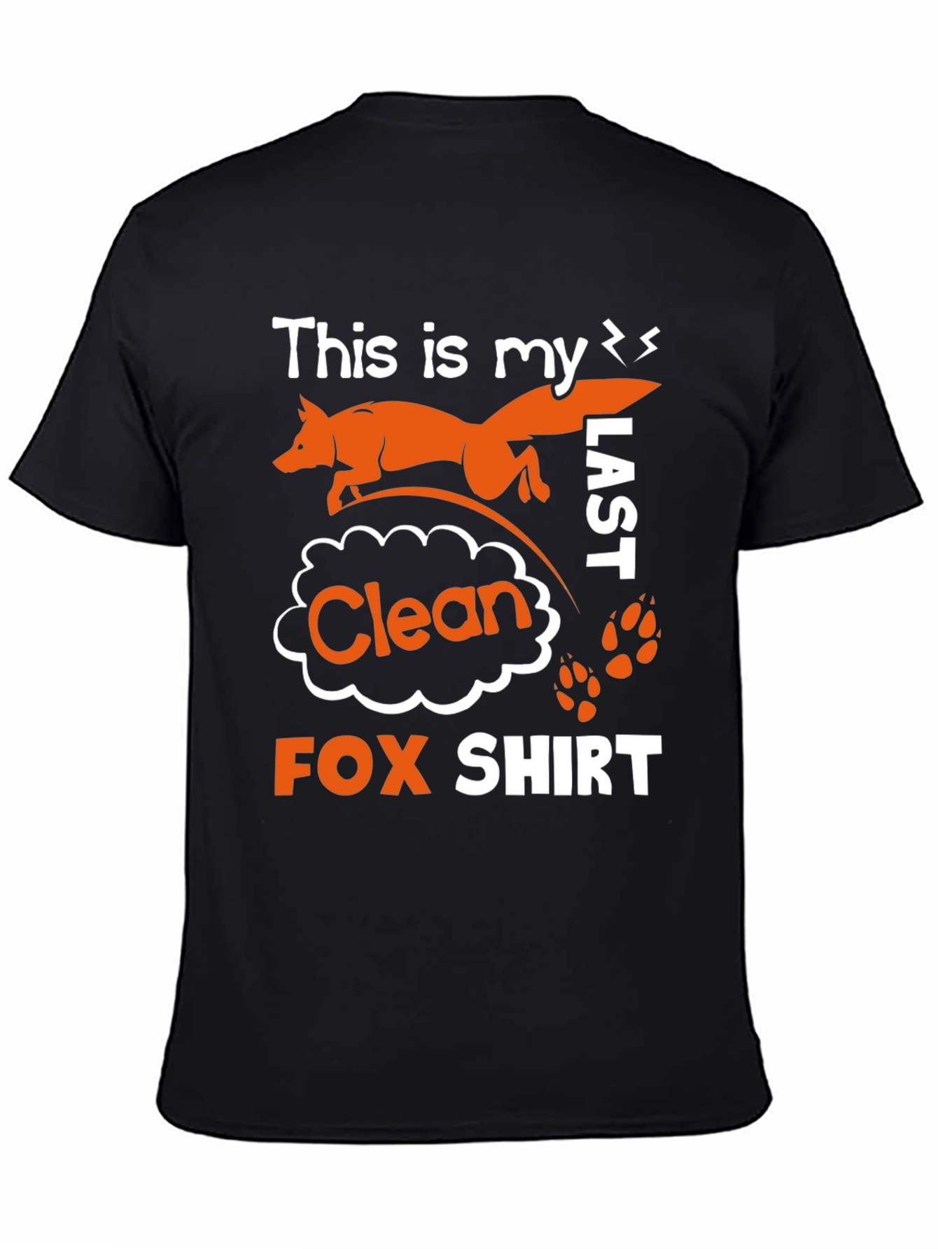 Black Funny "Last Clean Fox" Graphic T-Shirt view 4