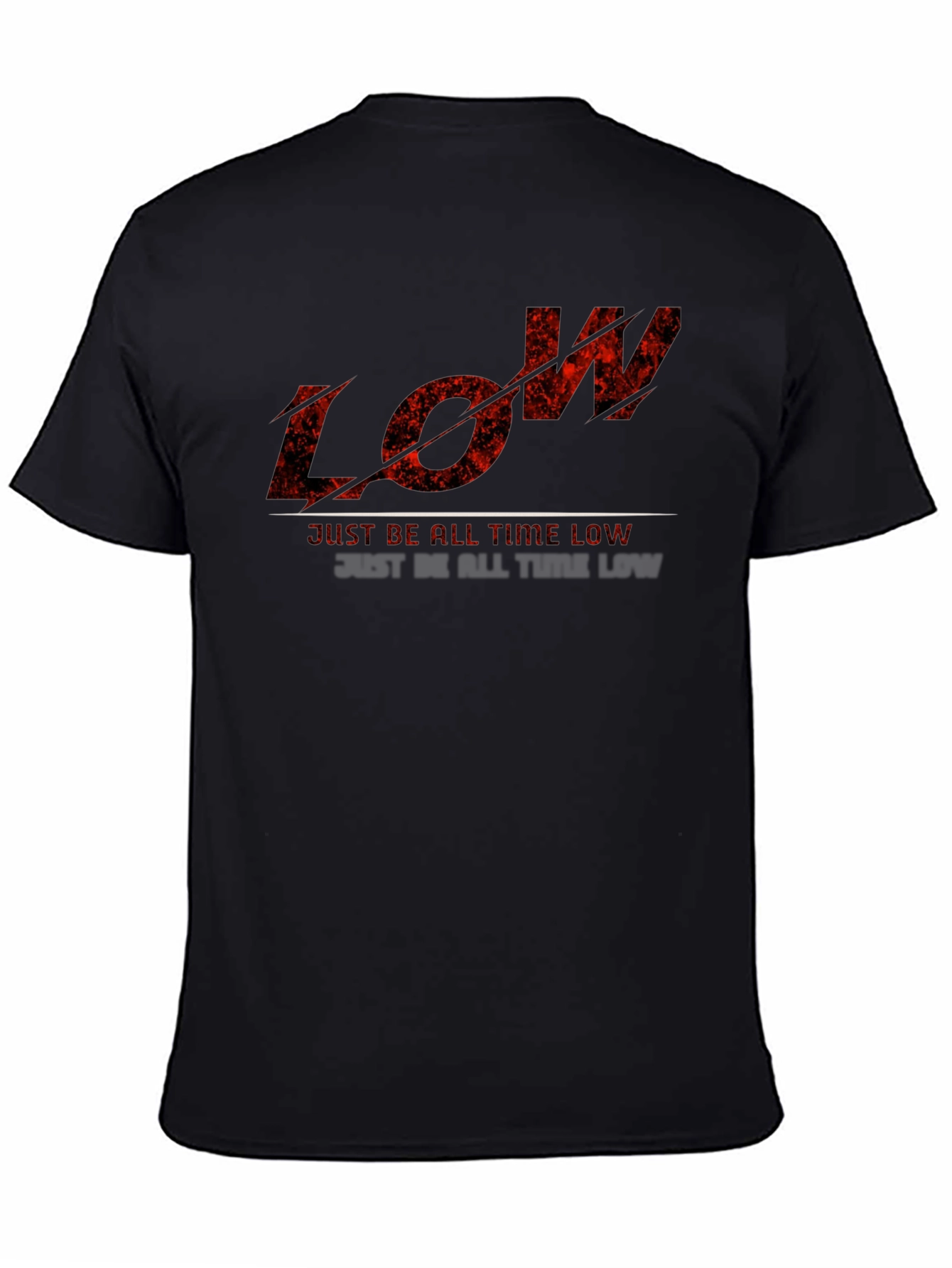 Black Men's Black T-Shirt with "LOW" Graphic Print view 4