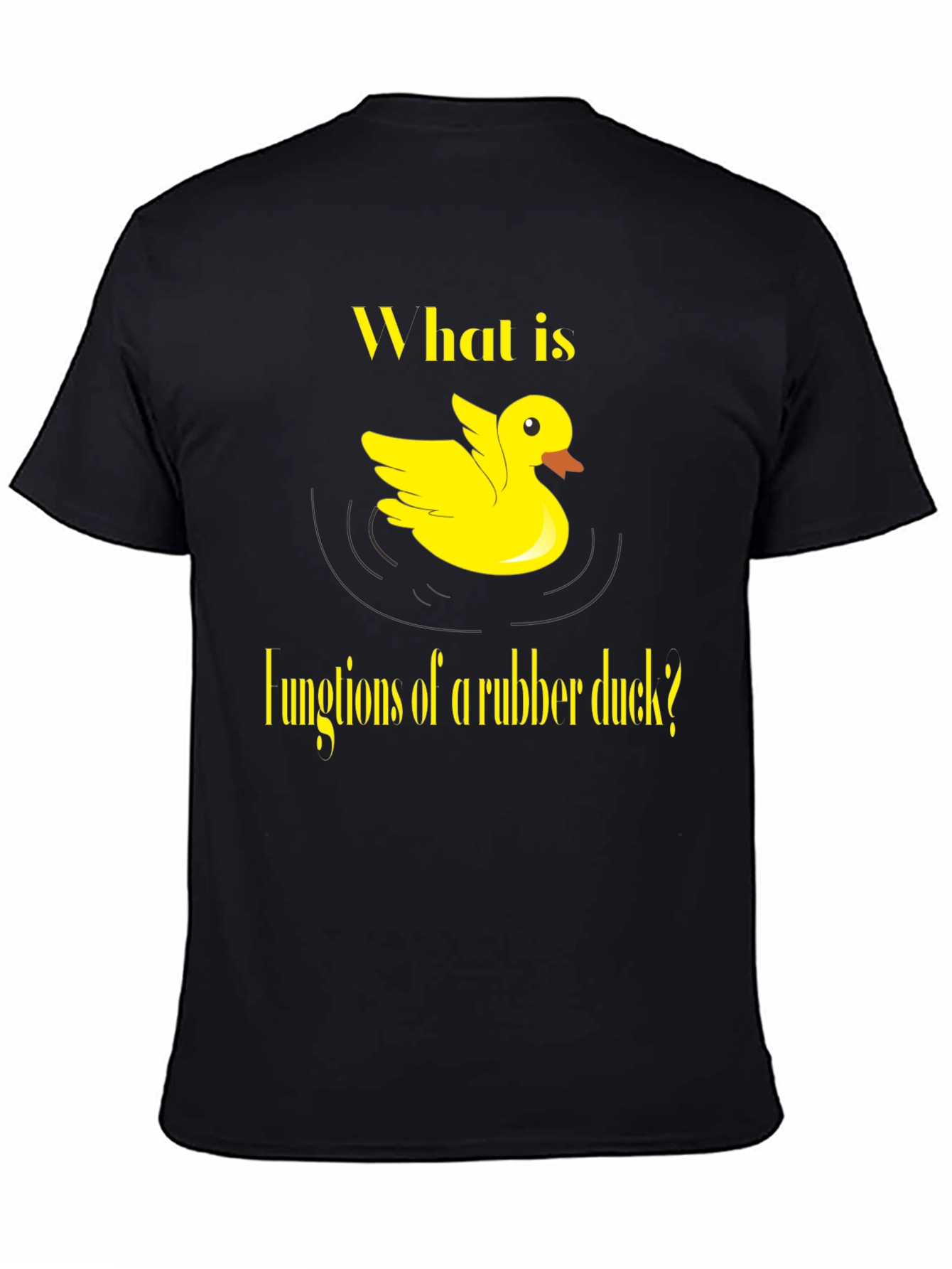 Black Rubber Duck Functions T-Shirt - Quirky Yellow Duck Design view 4